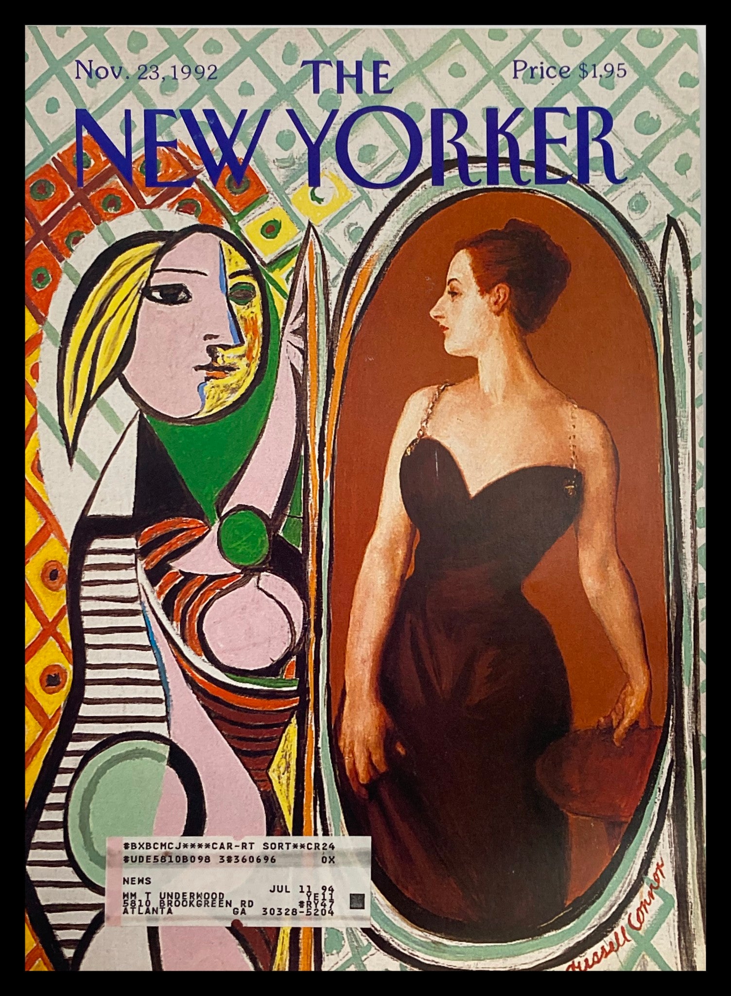 COVER ONLY The New Yorker November 23 1992 Reflection by Russell Connor