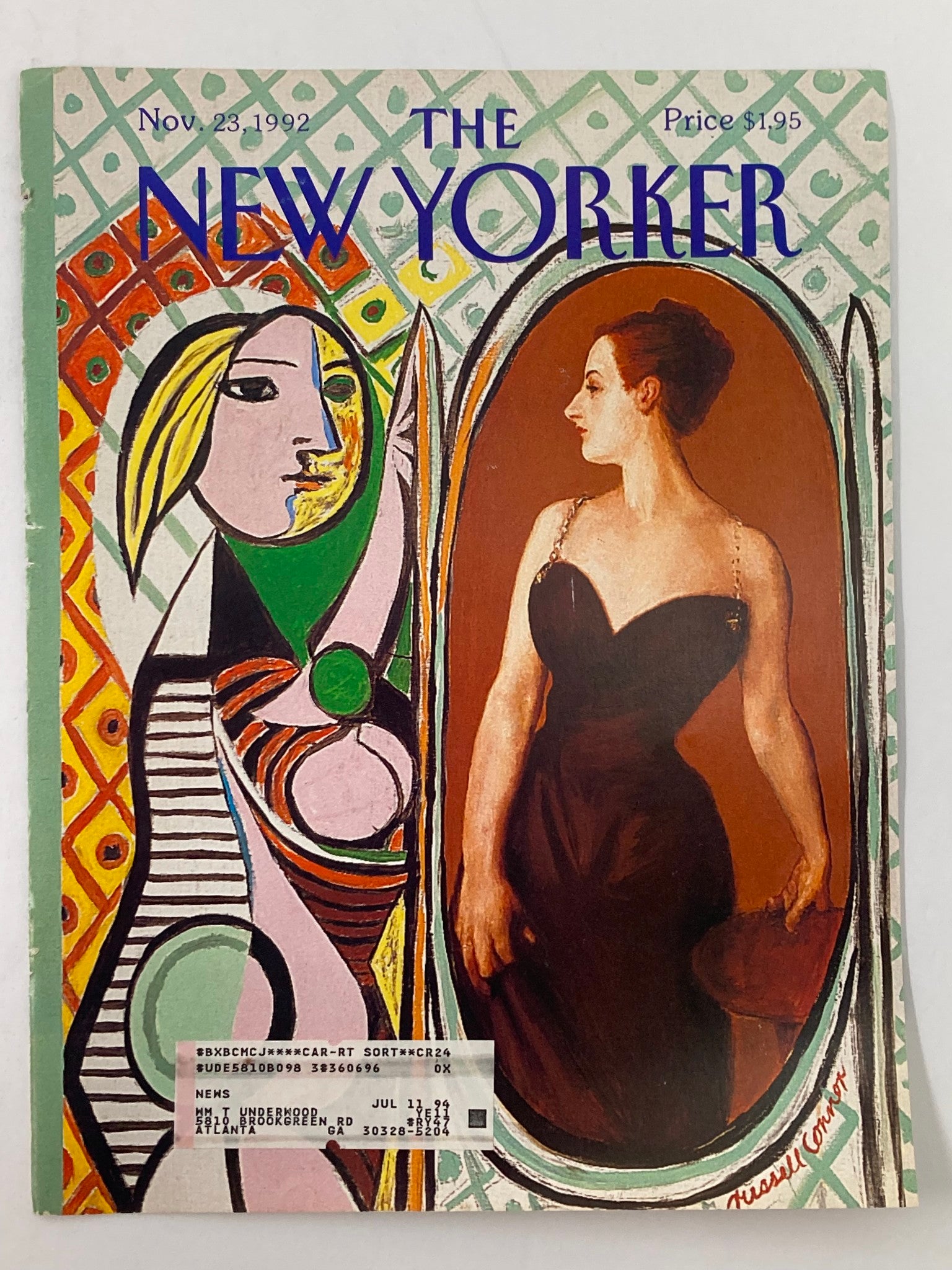 COVER ONLY The New Yorker November 23 1992 Reflection by Russell Connor