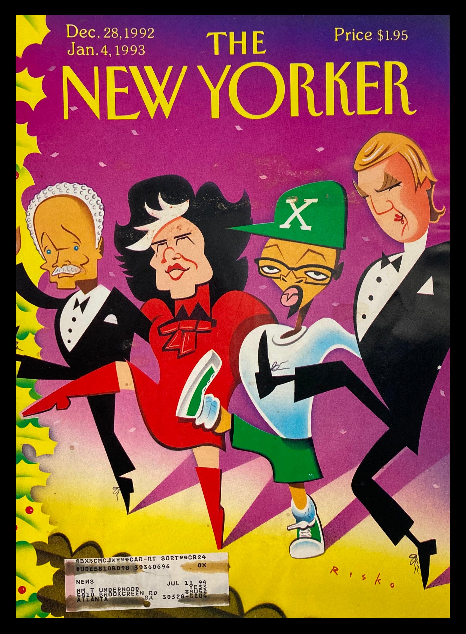 COVER ONLY The New Yorker December 28 1992 Broadway Show by Robert Risko