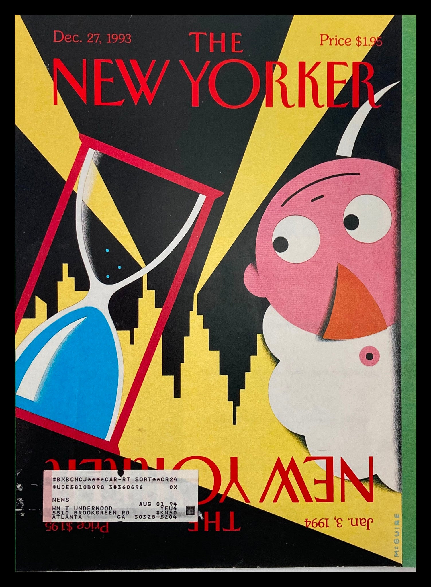 COVER ONLY The New Yorker December 27 1993 Happy New Year by Richard McGuire