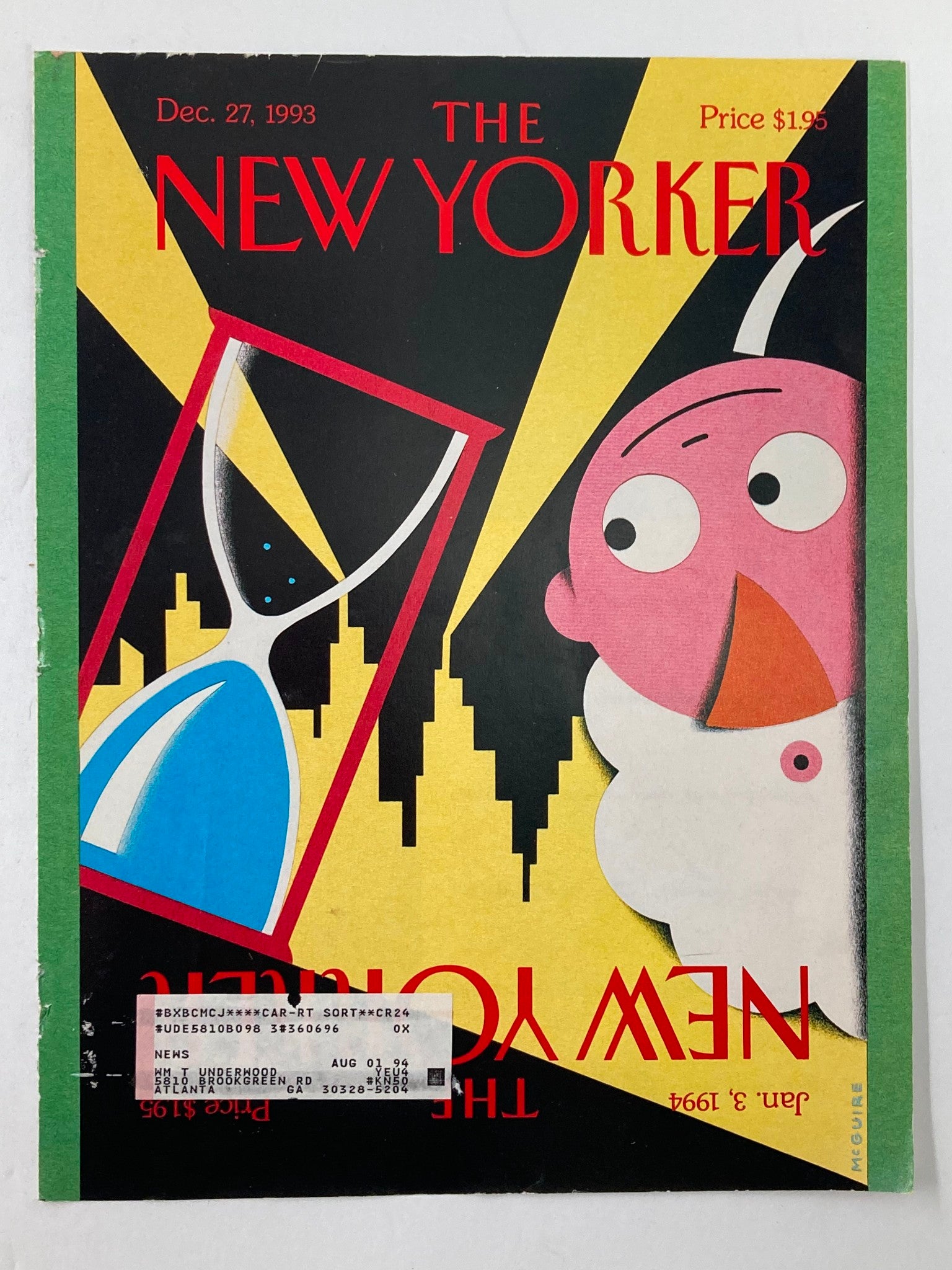 COVER ONLY The New Yorker December 27 1993 Happy New Year by Richard McGuire