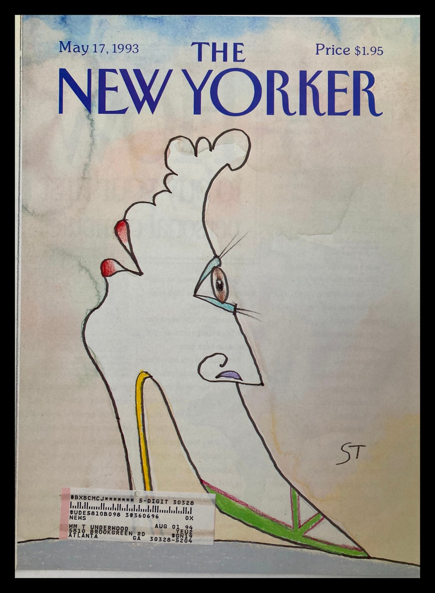 COVER ONLY The New Yorker May 17 1993 The 2-Faced Shoe by Saul Steinberg