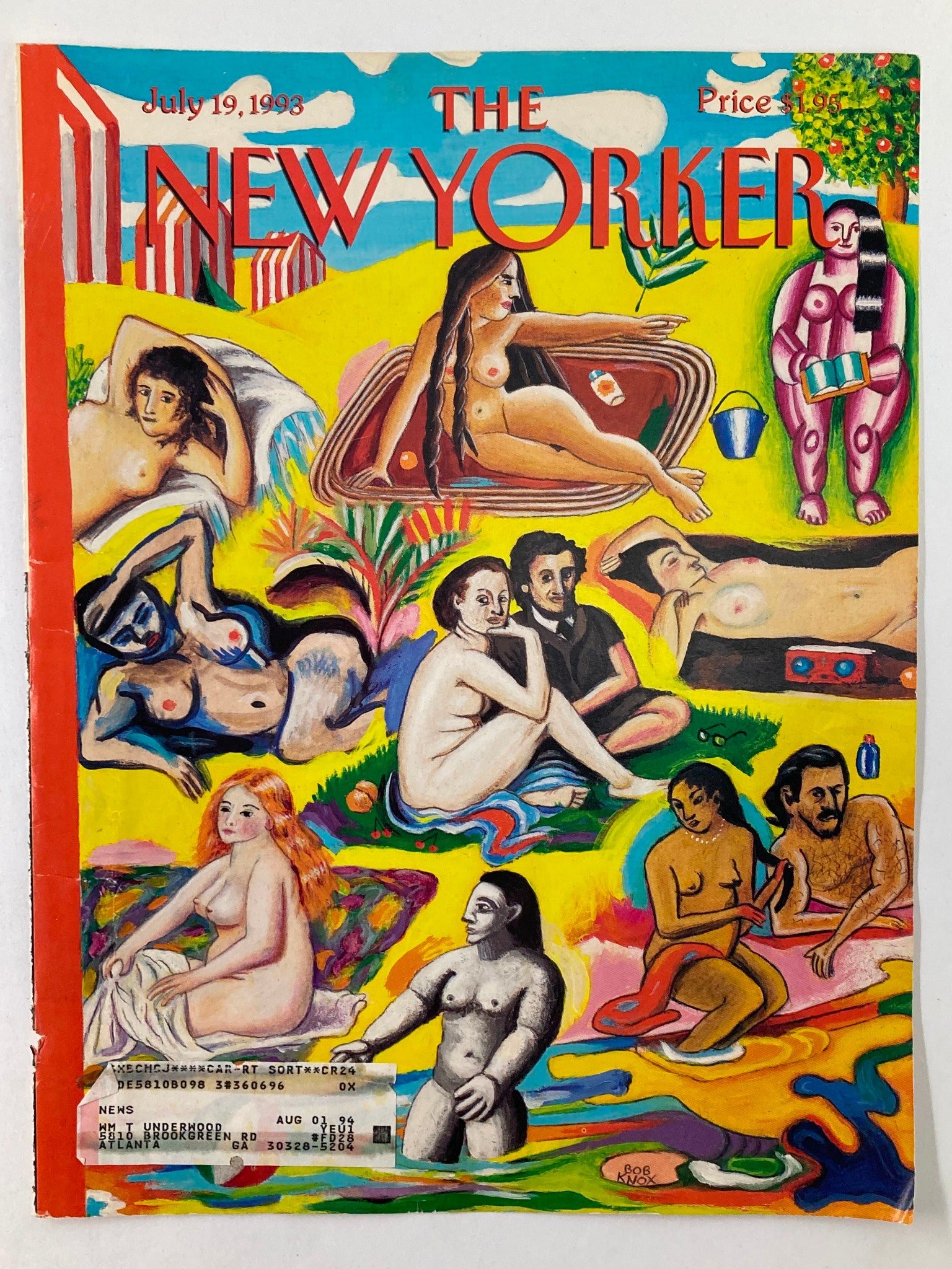 COVER ONLY The New Yorker July 19 1993 Sur la Plage by Bob Knox