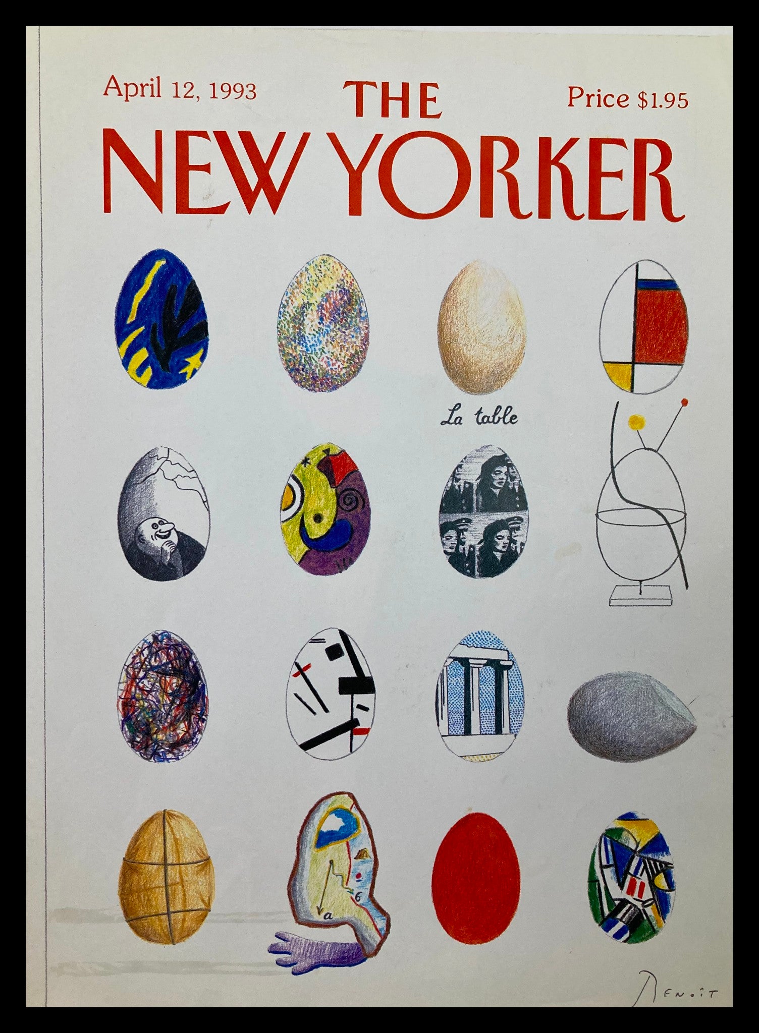 COVER ONLY The New Yorker April 12 1993 Shell Games by Benoit van Innis