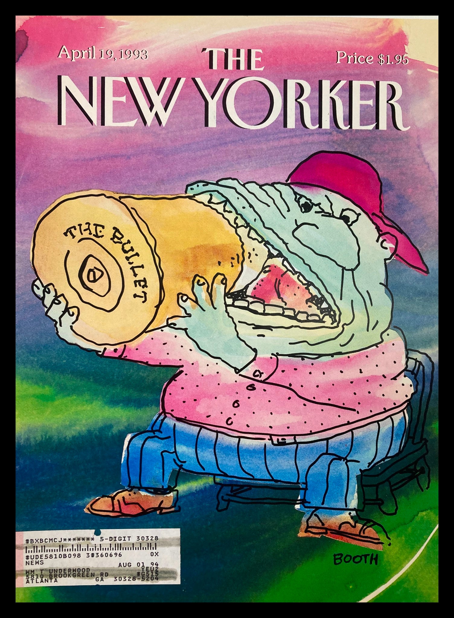 COVER ONLY The New Yorker April 19 1993 Biting the Bullet by George Booth