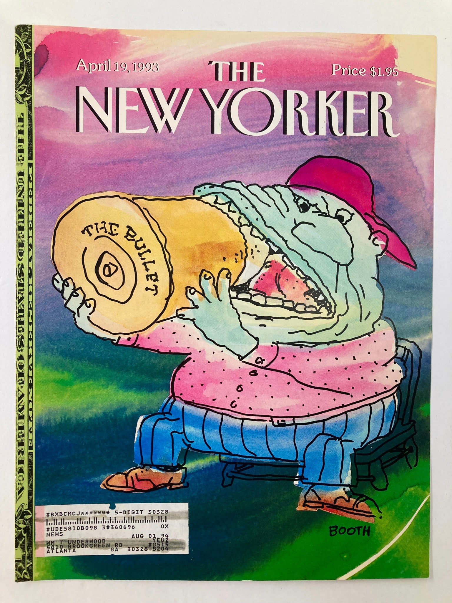 COVER ONLY The New Yorker April 19 1993 Biting the Bullet by George Booth