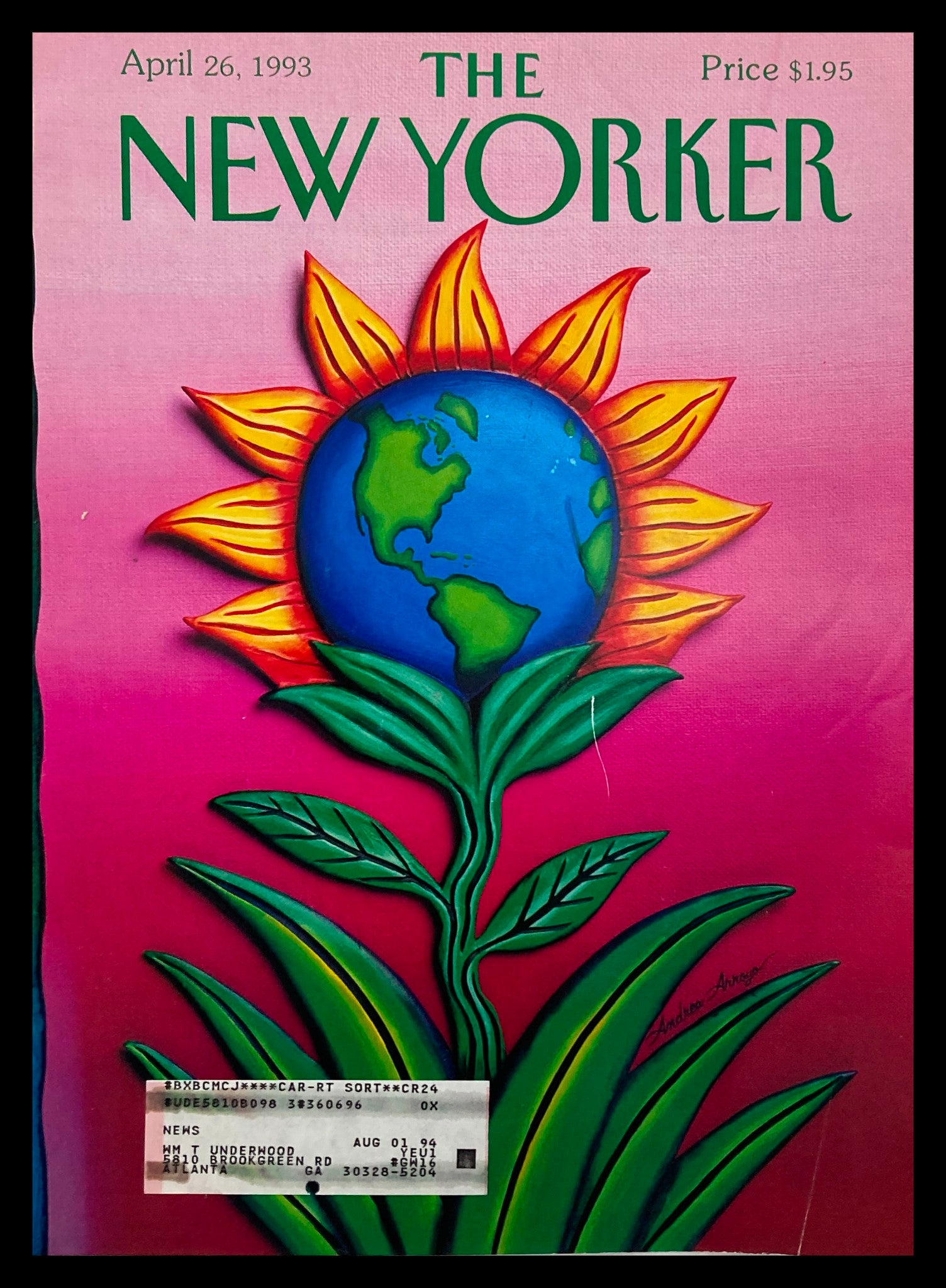 COVER ONLY The New Yorker April 26 1993 Earth Day by Andrea Arroyo