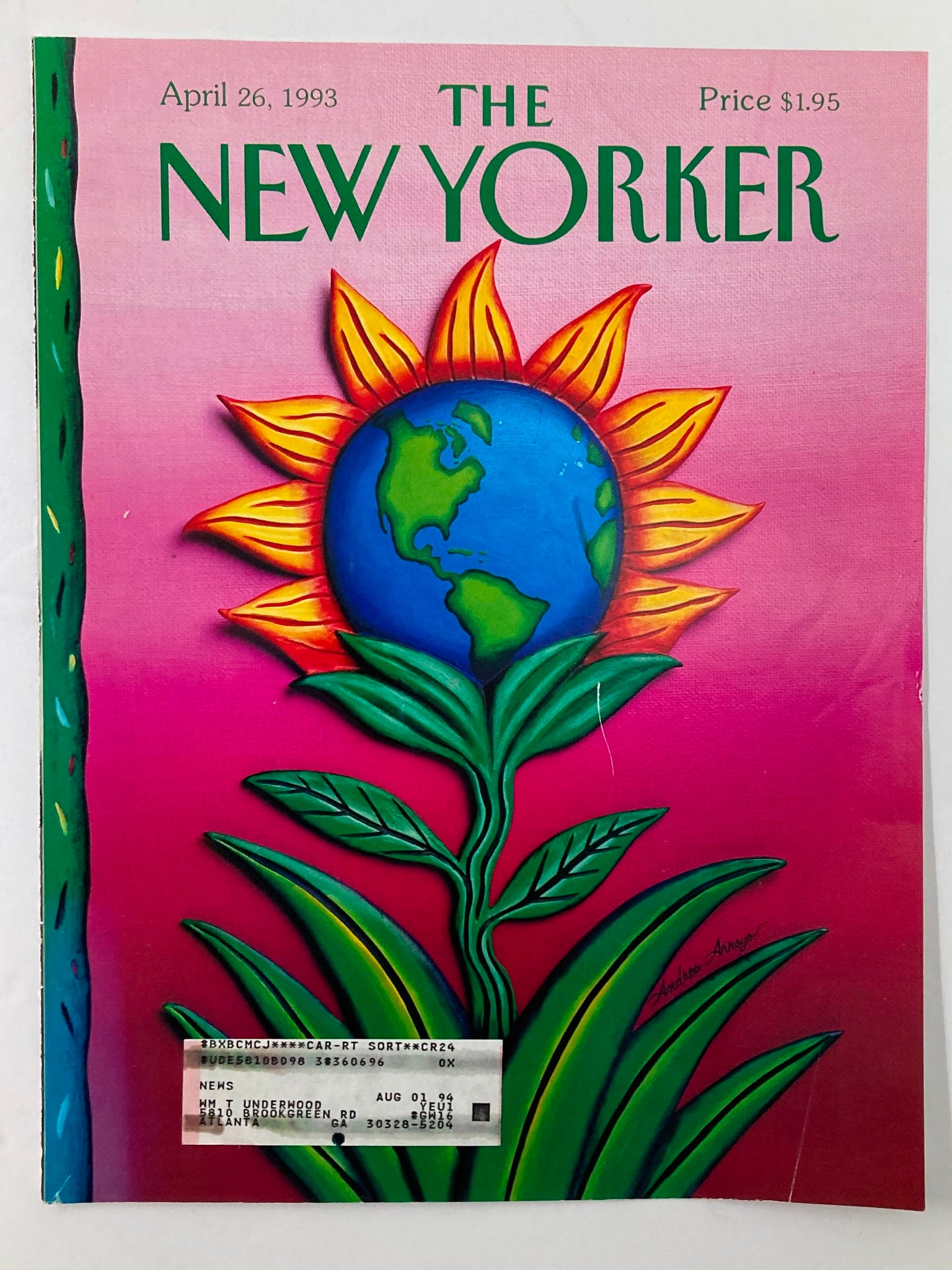 COVER ONLY The New Yorker April 26 1993 Earth Day by Andrea Arroyo