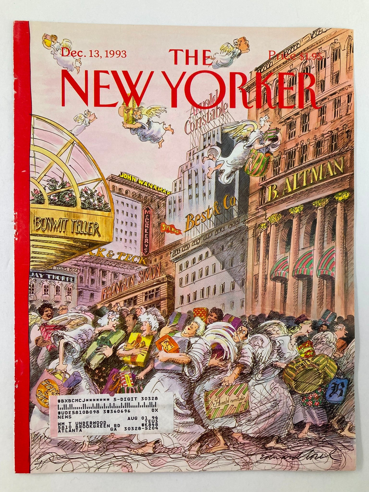 COVER ONLY The New Yorker December 13 1993 Even The Late Shop Early by E. Sorel