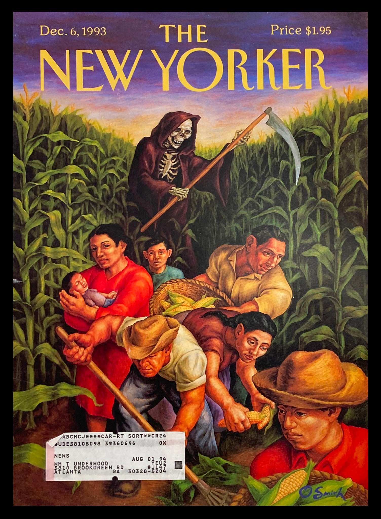 COVER ONLY The New Yorker December 6 1993 Out in The Field by Owen Smith