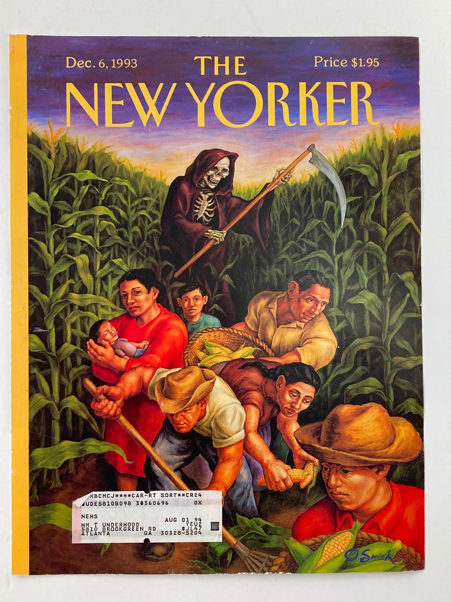 COVER ONLY The New Yorker December 6 1993 Out in The Field by Owen Smith