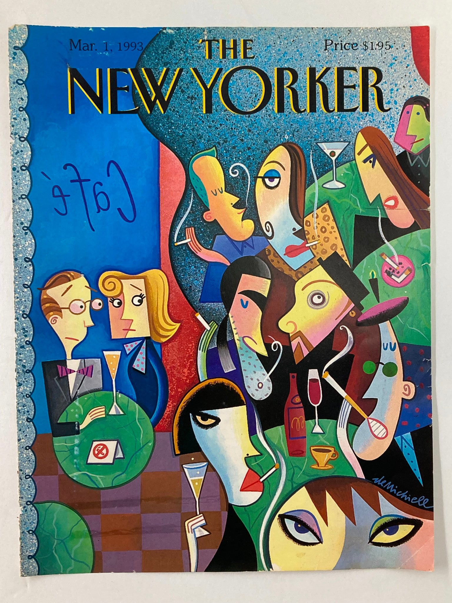 COVER ONLY The New Yorker March 1 1993 Secondhand Smoke by Robert deMichiell