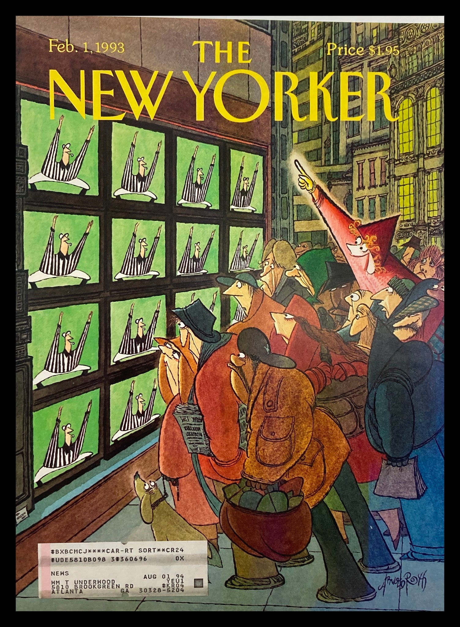 COVER ONLY The New Yorker February 1 1993 Super Bowl XXVII by Arnold Roth