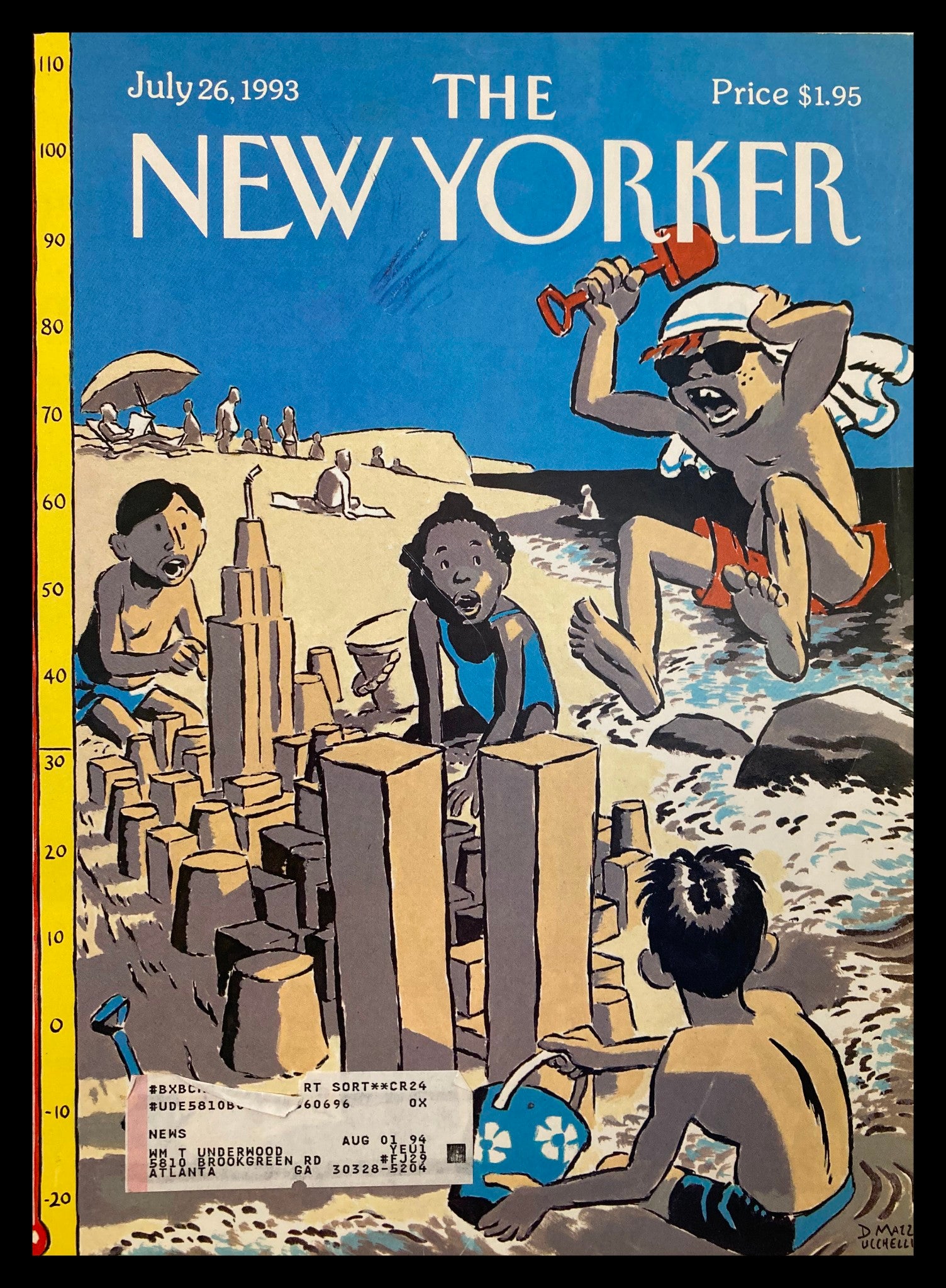 COVER ONLY The New Yorker July 26 1993 Castles in the Sand by David Mazzucchelli