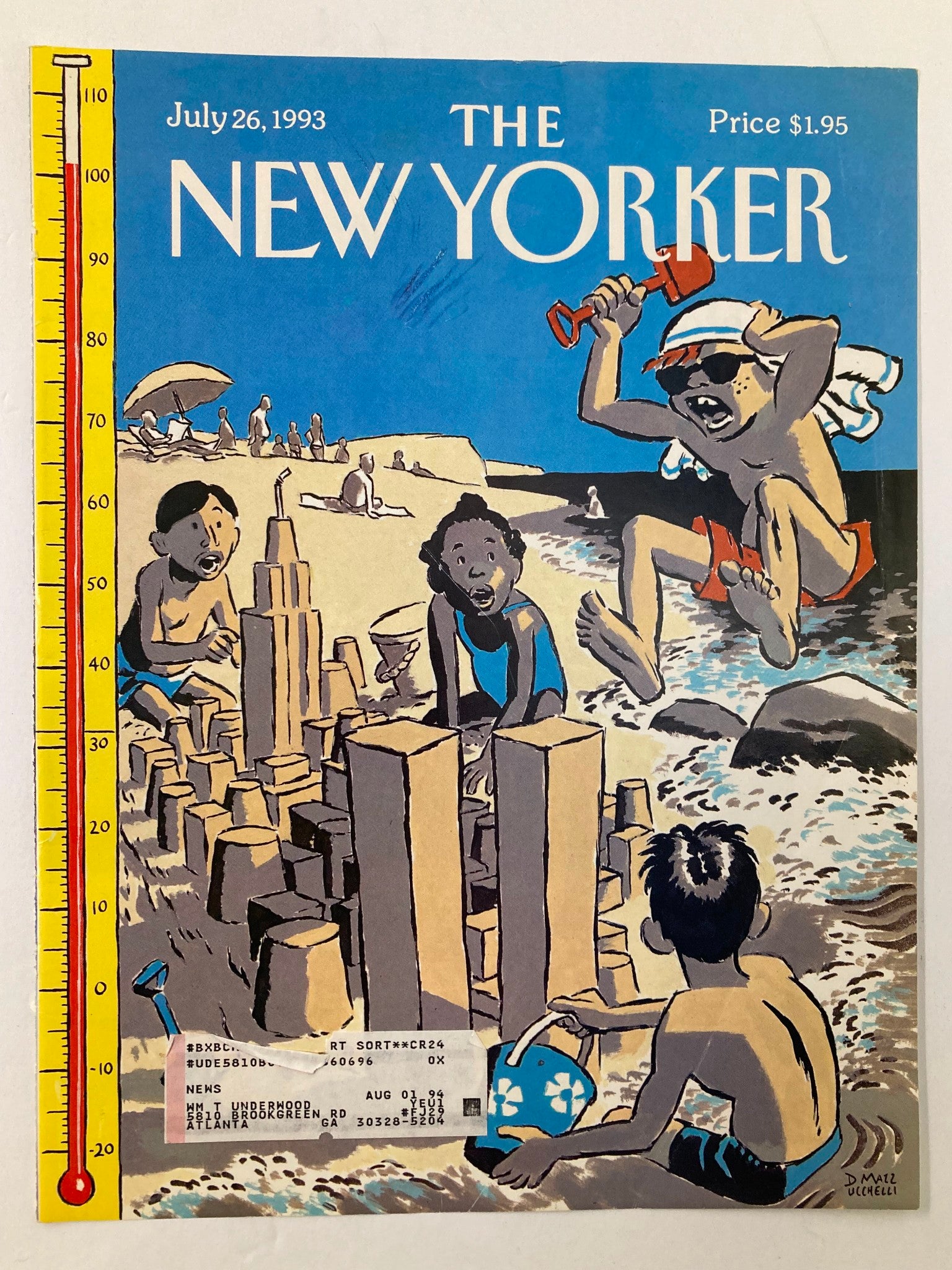 COVER ONLY The New Yorker July 26 1993 Castles in the Sand by David Mazzucchelli