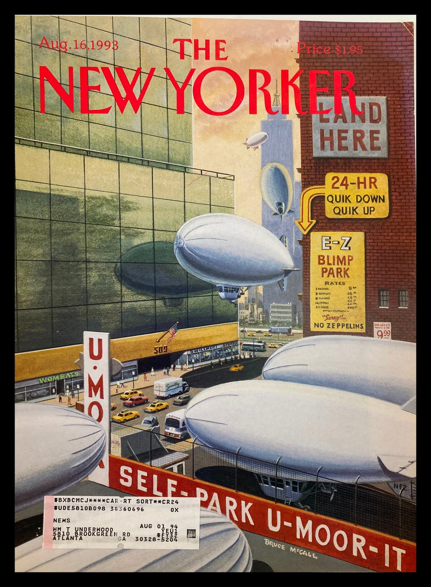 COVER ONLY The New Yorker August 16 1993 Self-Park U-Moor-It by Bruce McCall