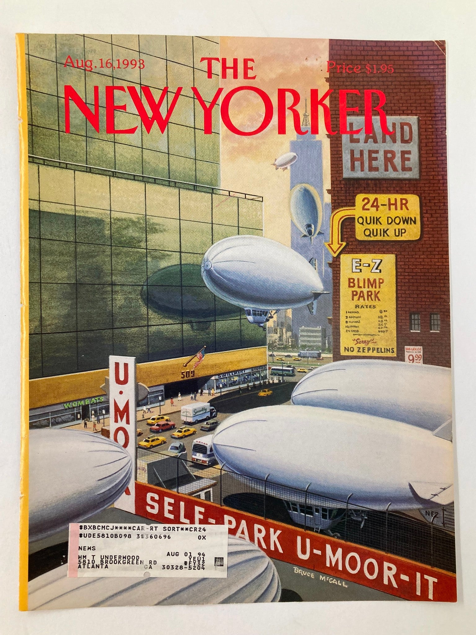 COVER ONLY The New Yorker August 16 1993 Self-Park U-Moor-It by Bruce McCall