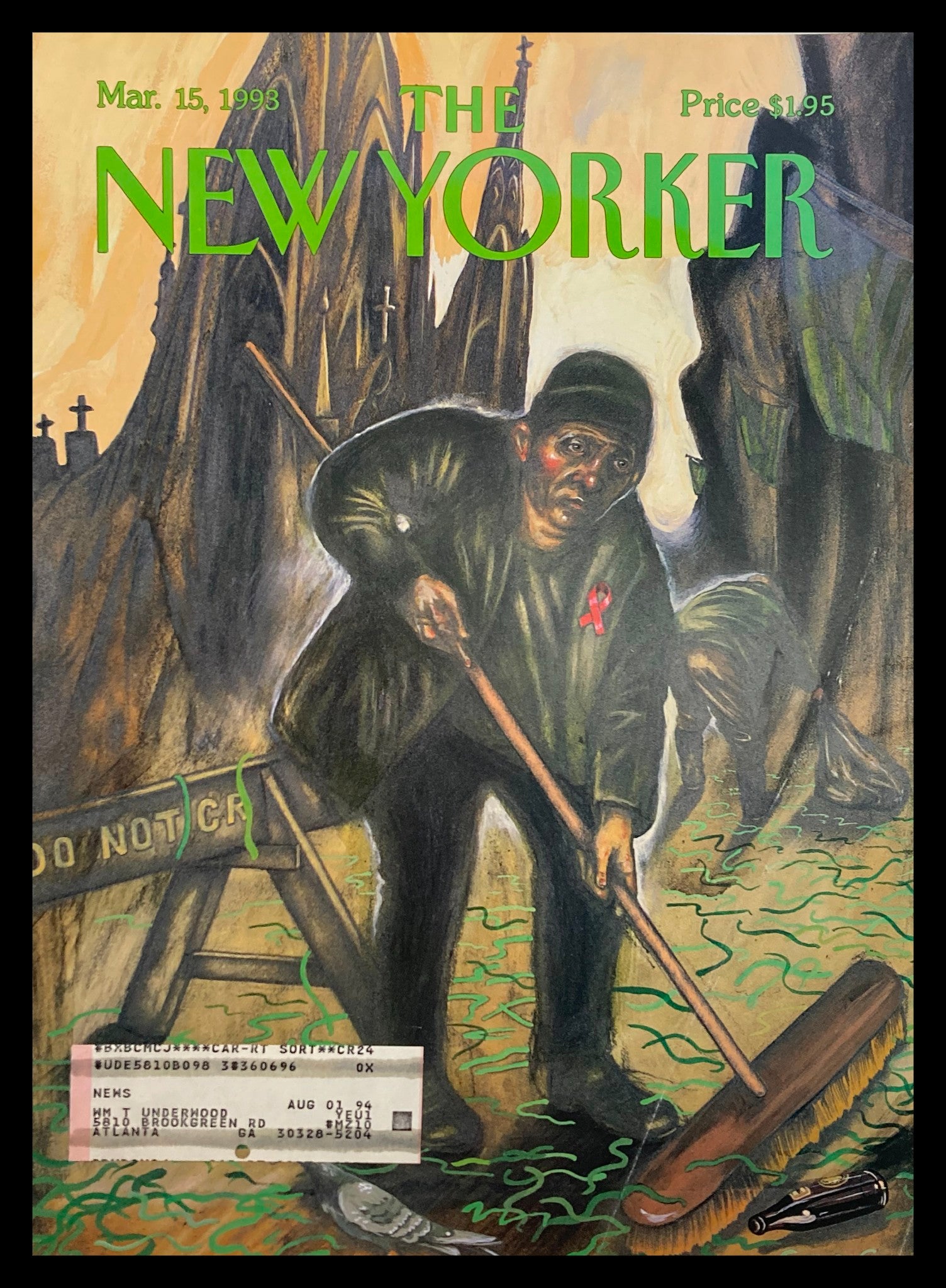 COVER ONLY The New Yorker March 15 1993 Do Not Cry by Sue Coe