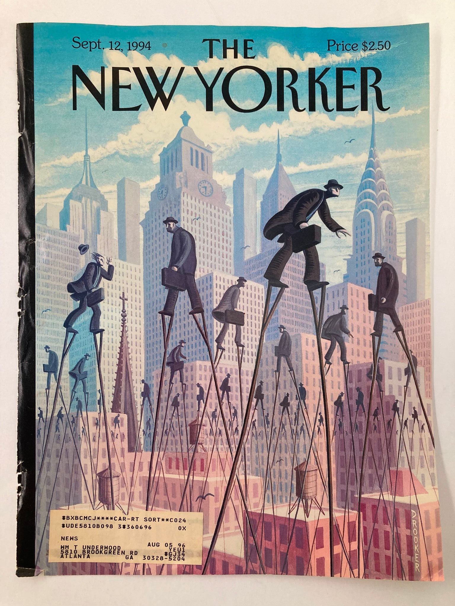 COVER ONLY The New Yorker September 12 1994 Life at the Top by Eric Drooker