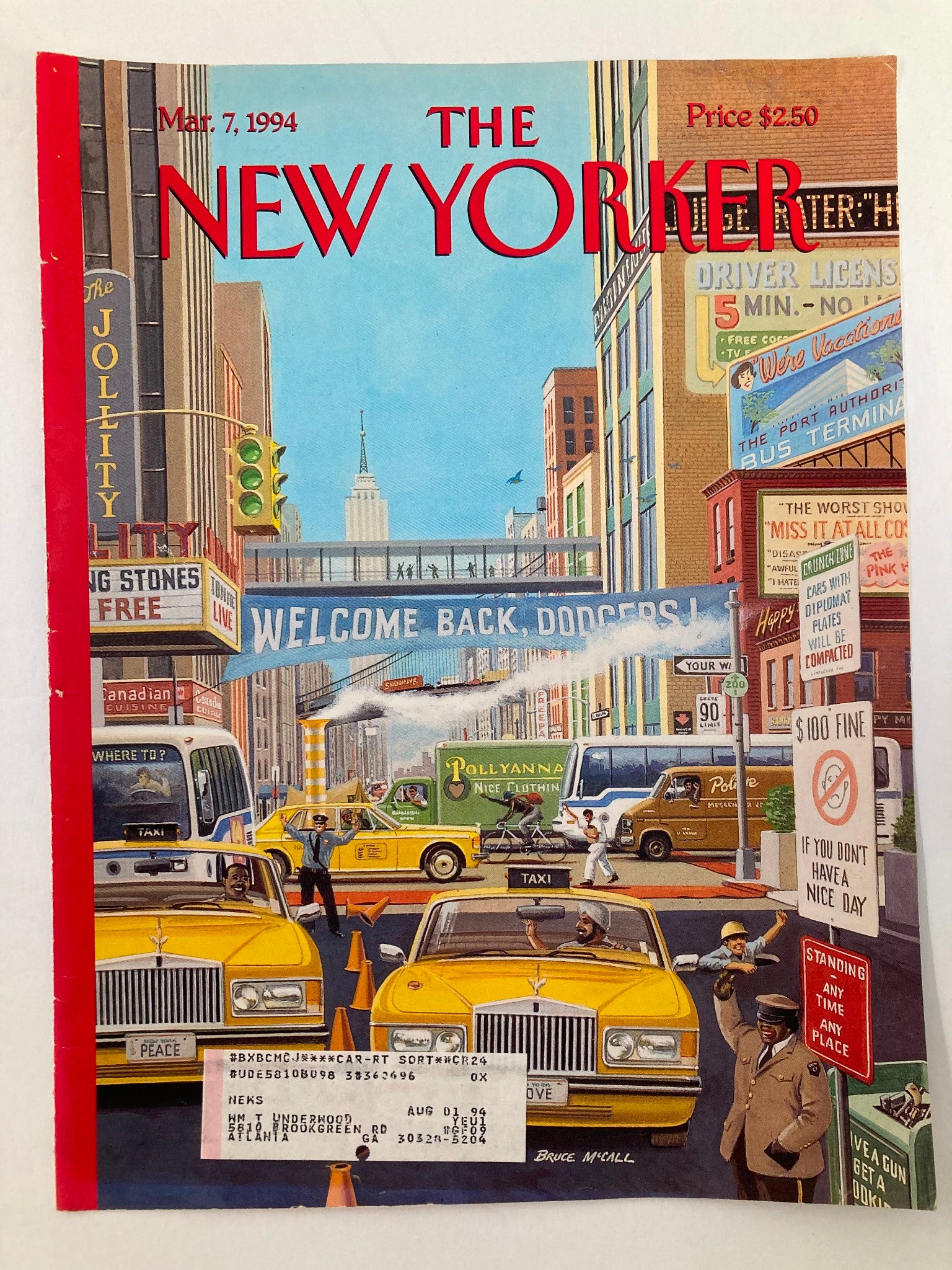 COVER ONLY The New Yorker March 7 1994 Welcome Back Dodgers by Bruce McCall