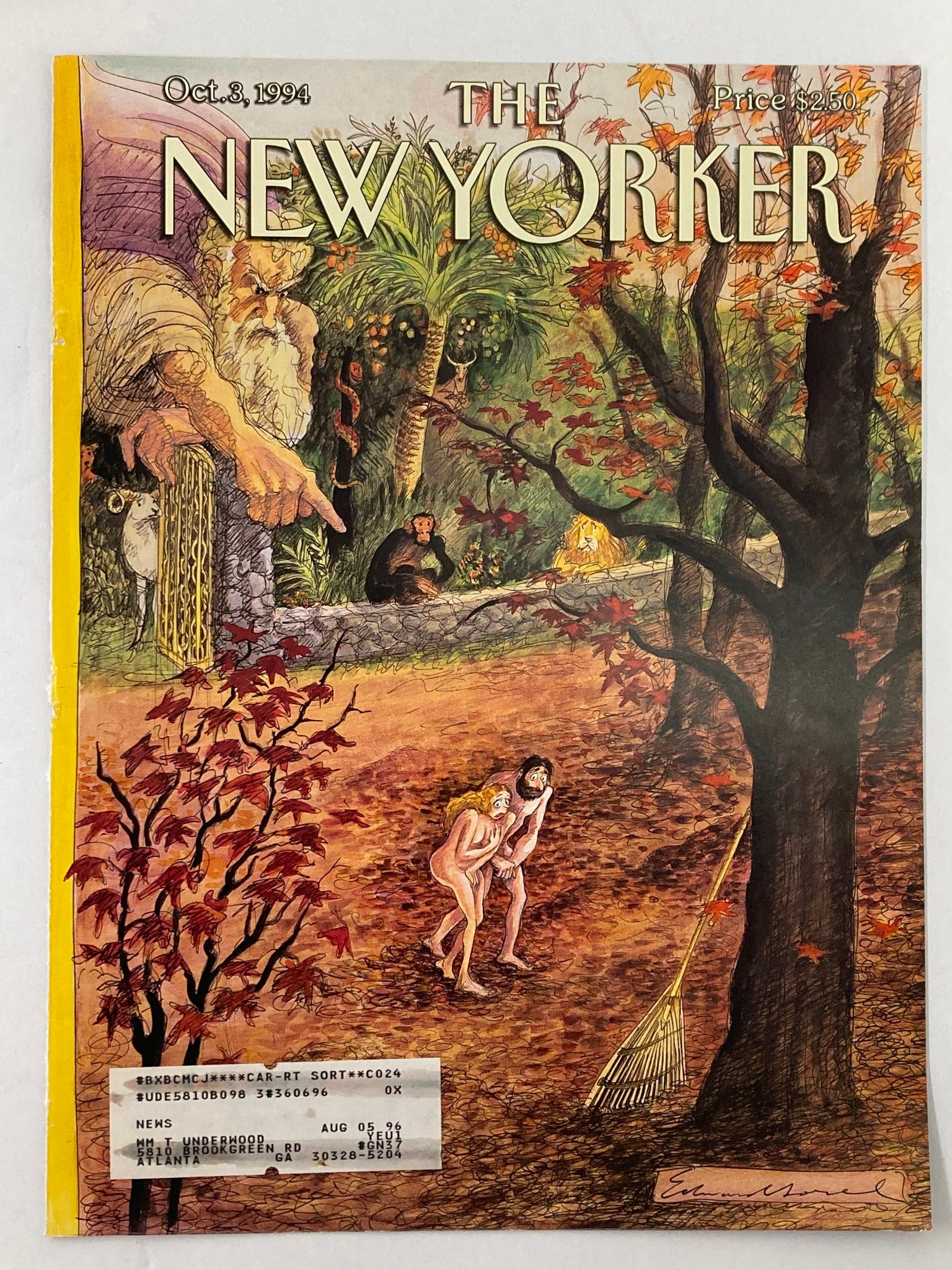 COVER ONLY The New Yorker October 3 1994 The Fall by Edward Sorel