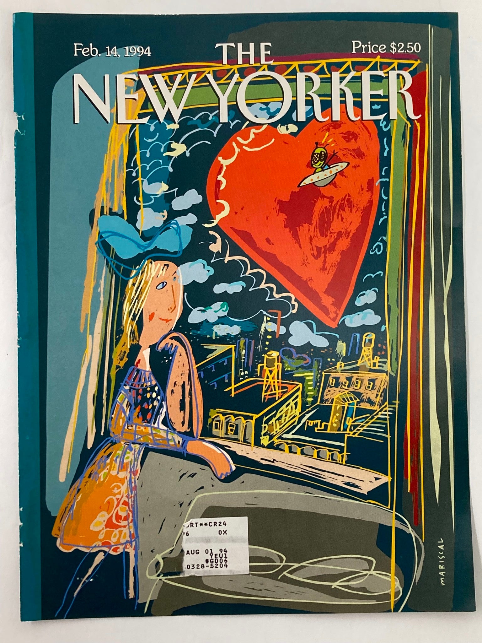 COVER ONLY The New Yorker February 14 1994 Funny Valentine by Mariscal