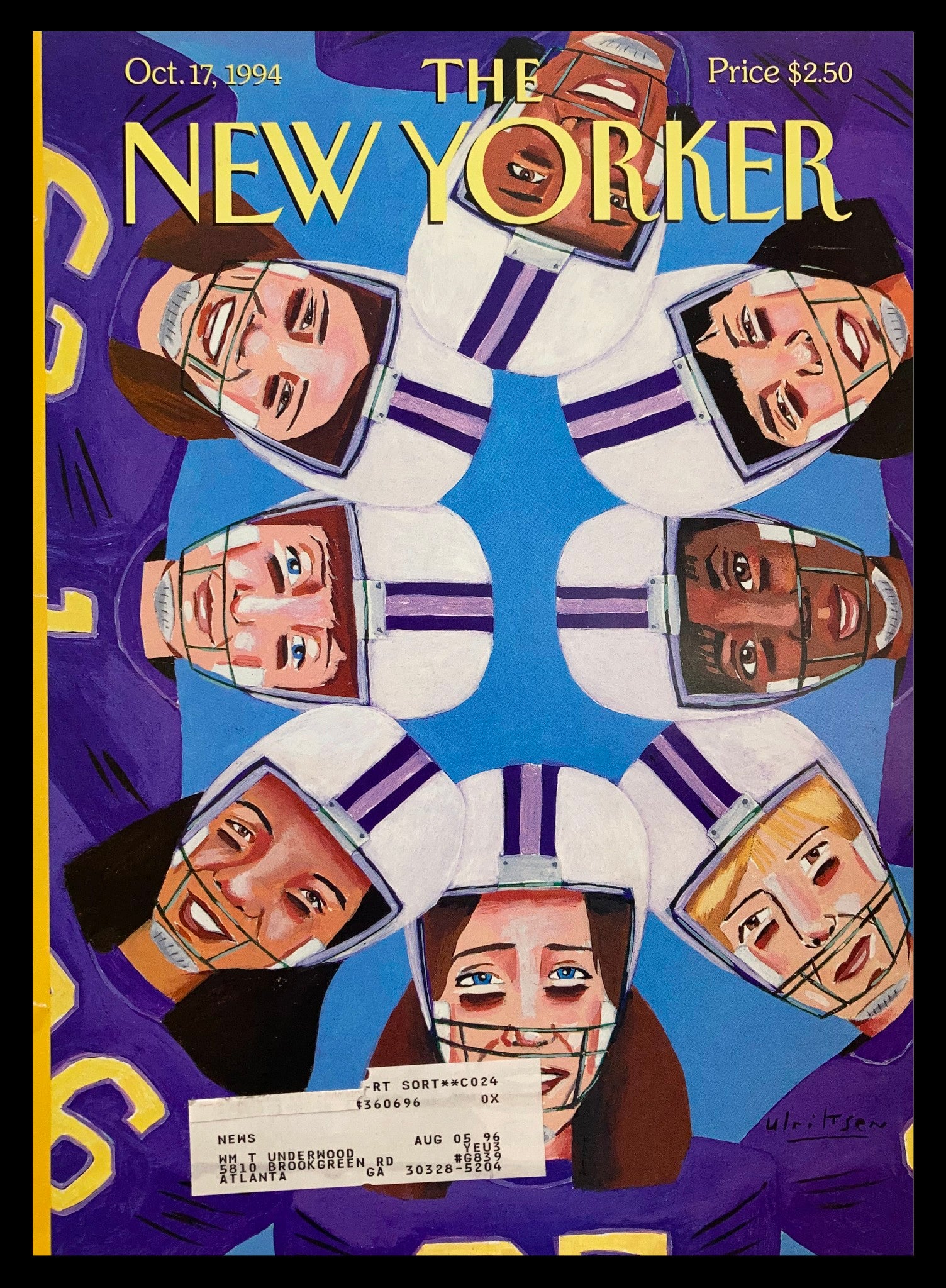 COVER ONLY The New Yorker October 17 1994 Huddle by Mark Ulriksen