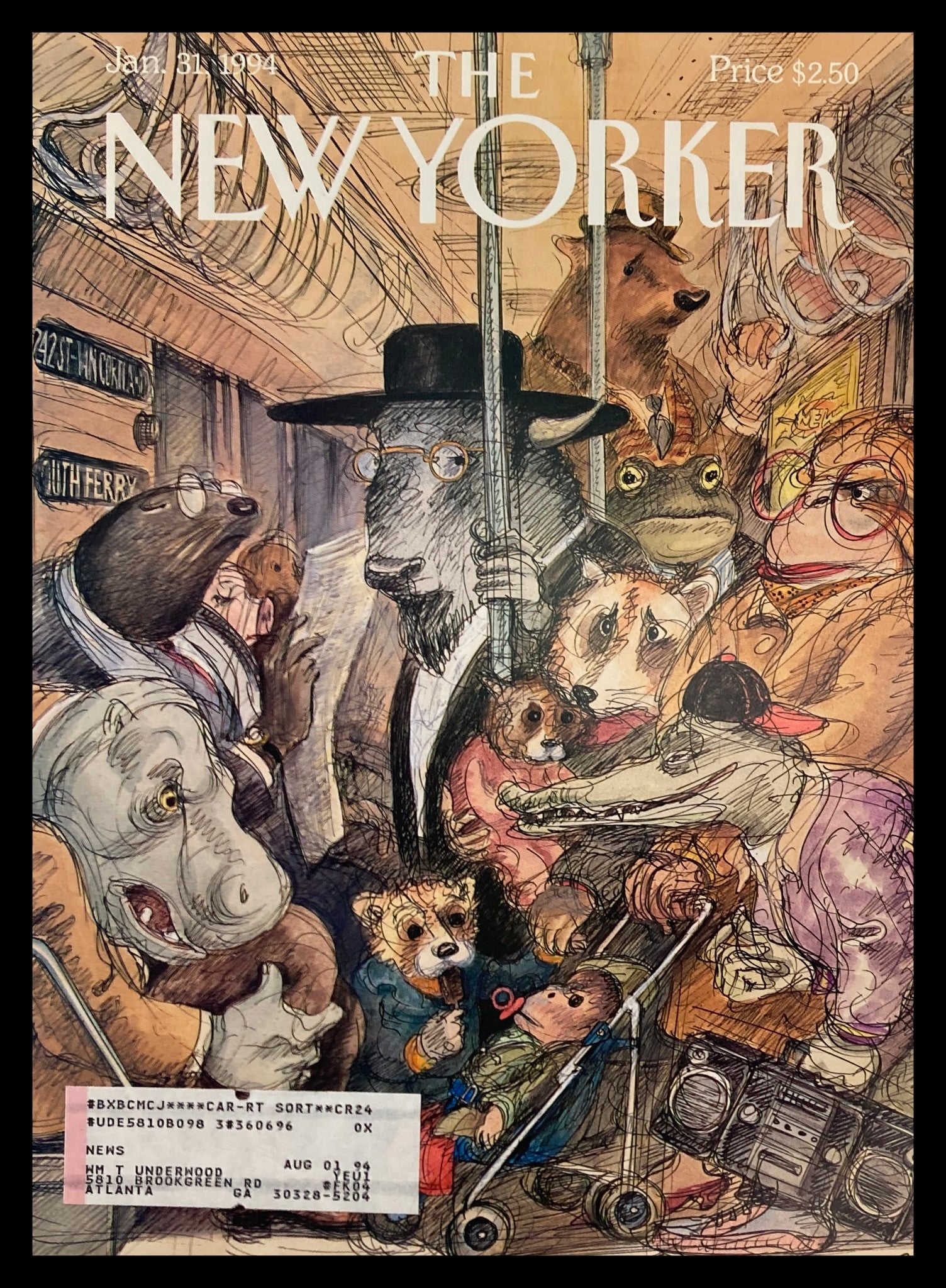 COVER ONLY The New Yorker January 31 1994 Crush Hour by Edward Sorel