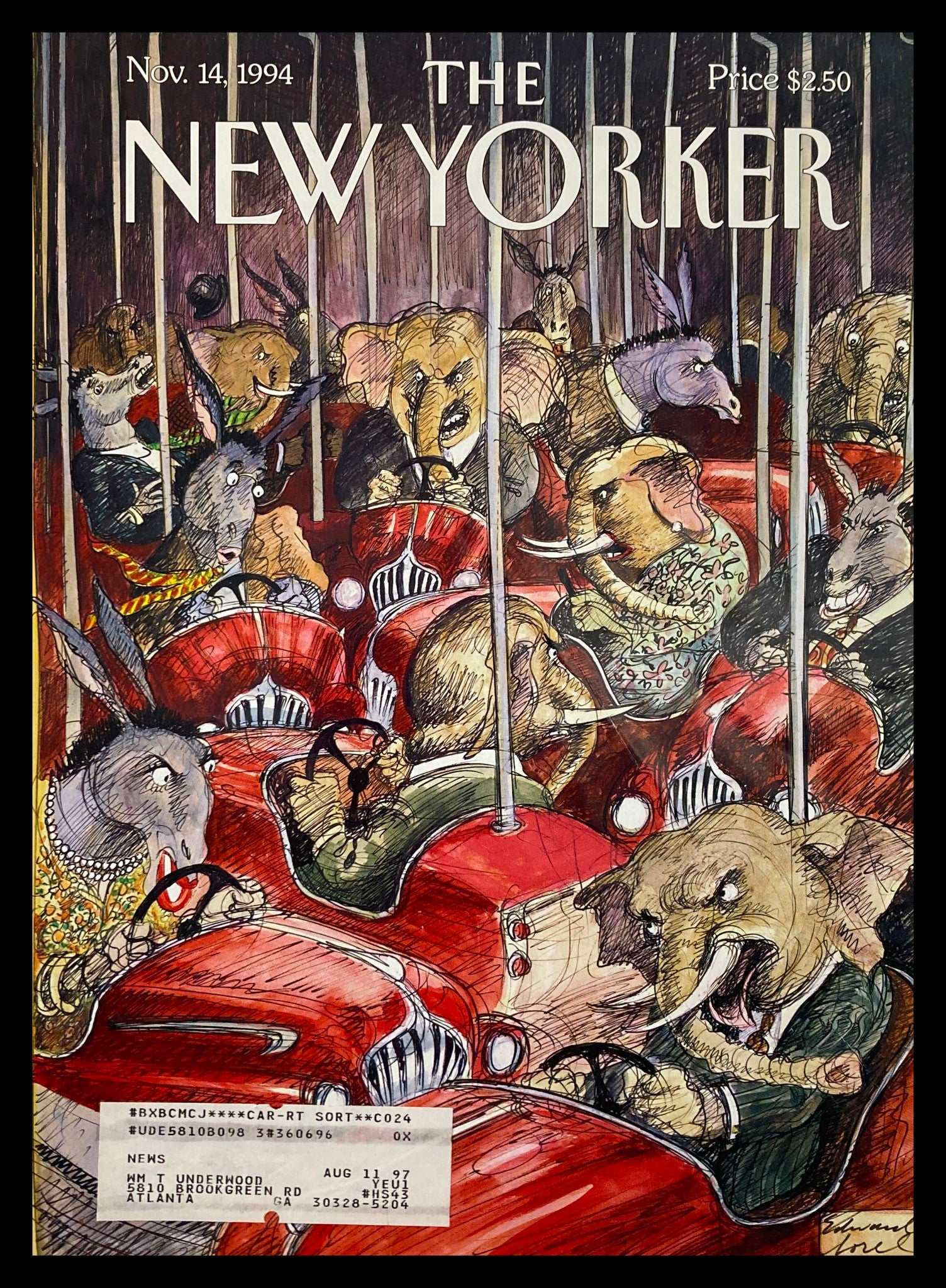 COVER ONLY The New Yorker November 14 1994 The Arena by Edward Sorel