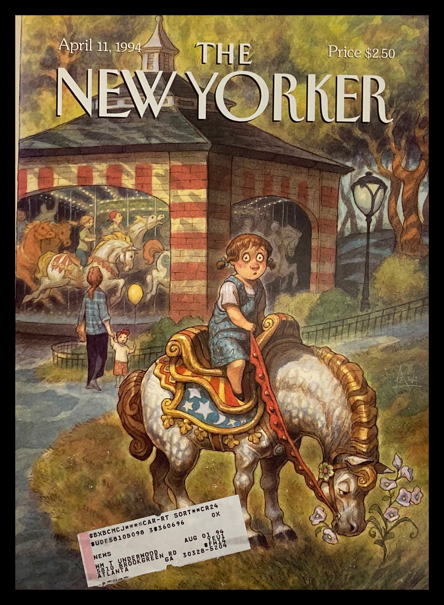 COVER ONLY The New Yorker April 11 1994 Live Horse by Peter de Seve