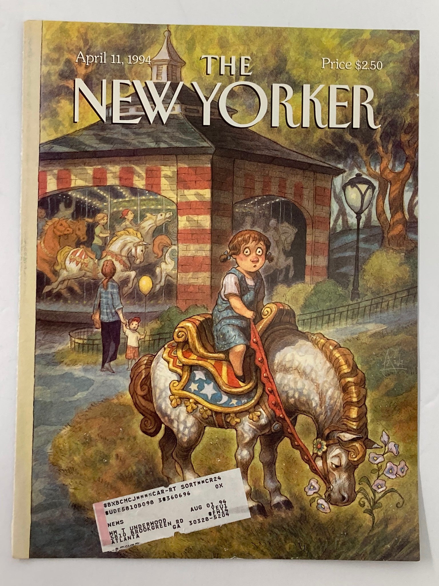 COVER ONLY The New Yorker April 11 1994 Live Horse by Peter de Seve