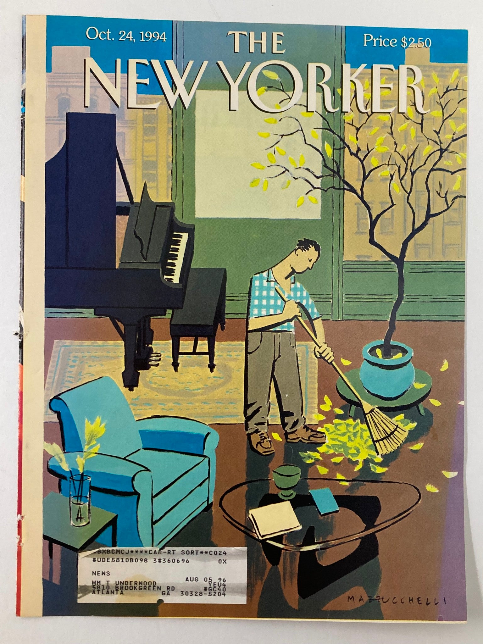 COVER ONLY The New Yorker October 24 1994 Fall by David Mazzucchelli