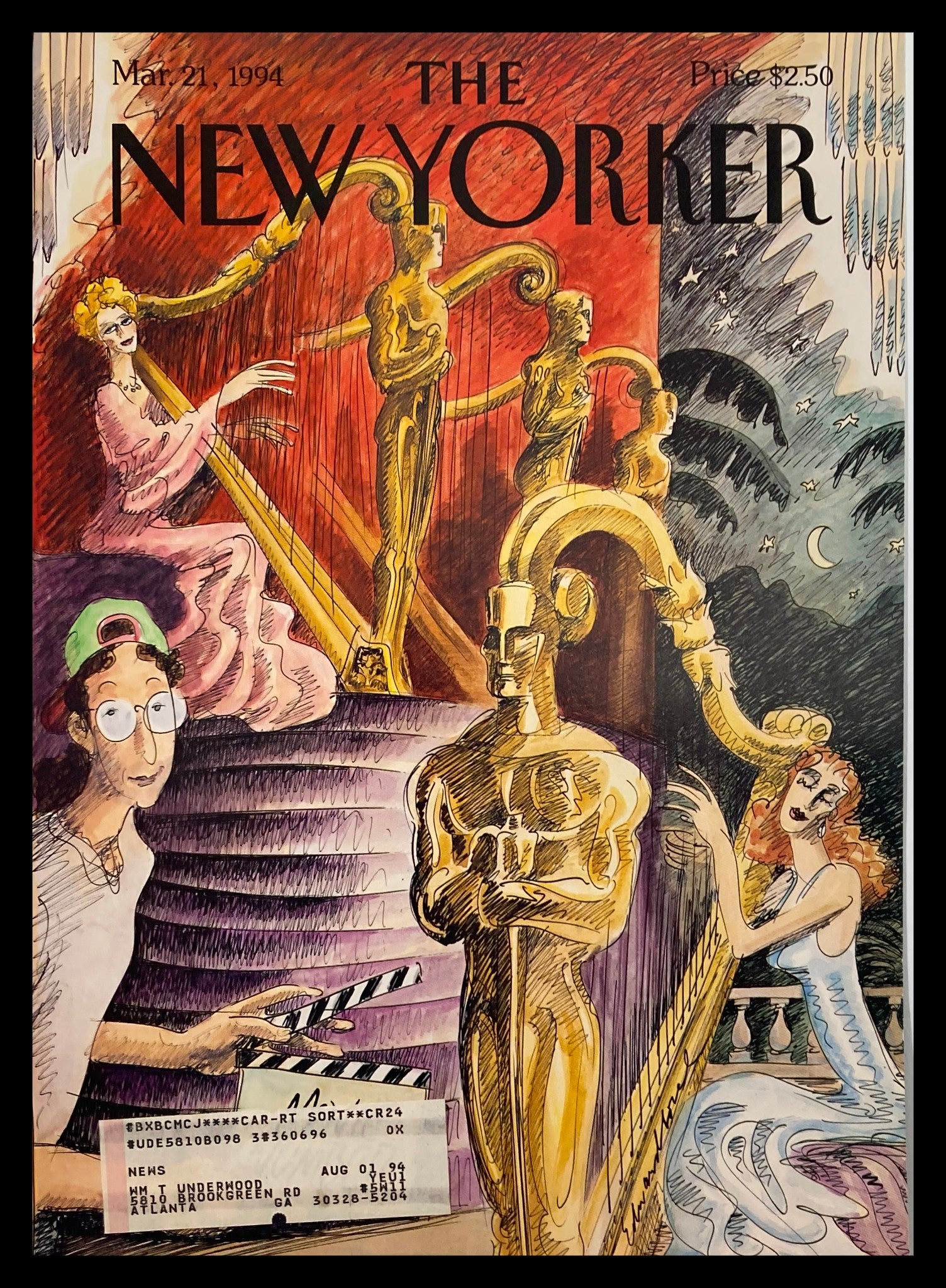 COVER ONLY The New Yorker March 21 1994 Academy Awards by Edward Sorel