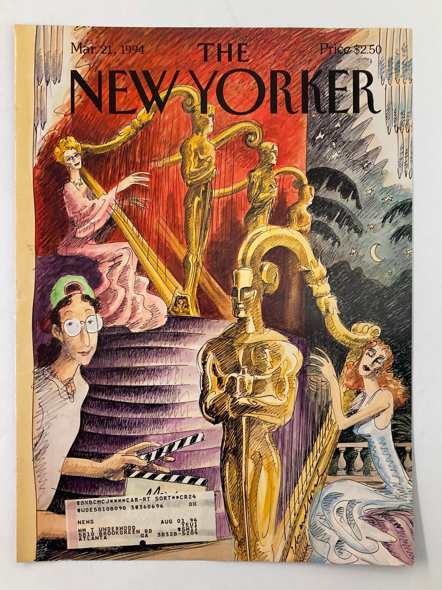 COVER ONLY The New Yorker March 21 1994 Academy Awards by Edward Sorel