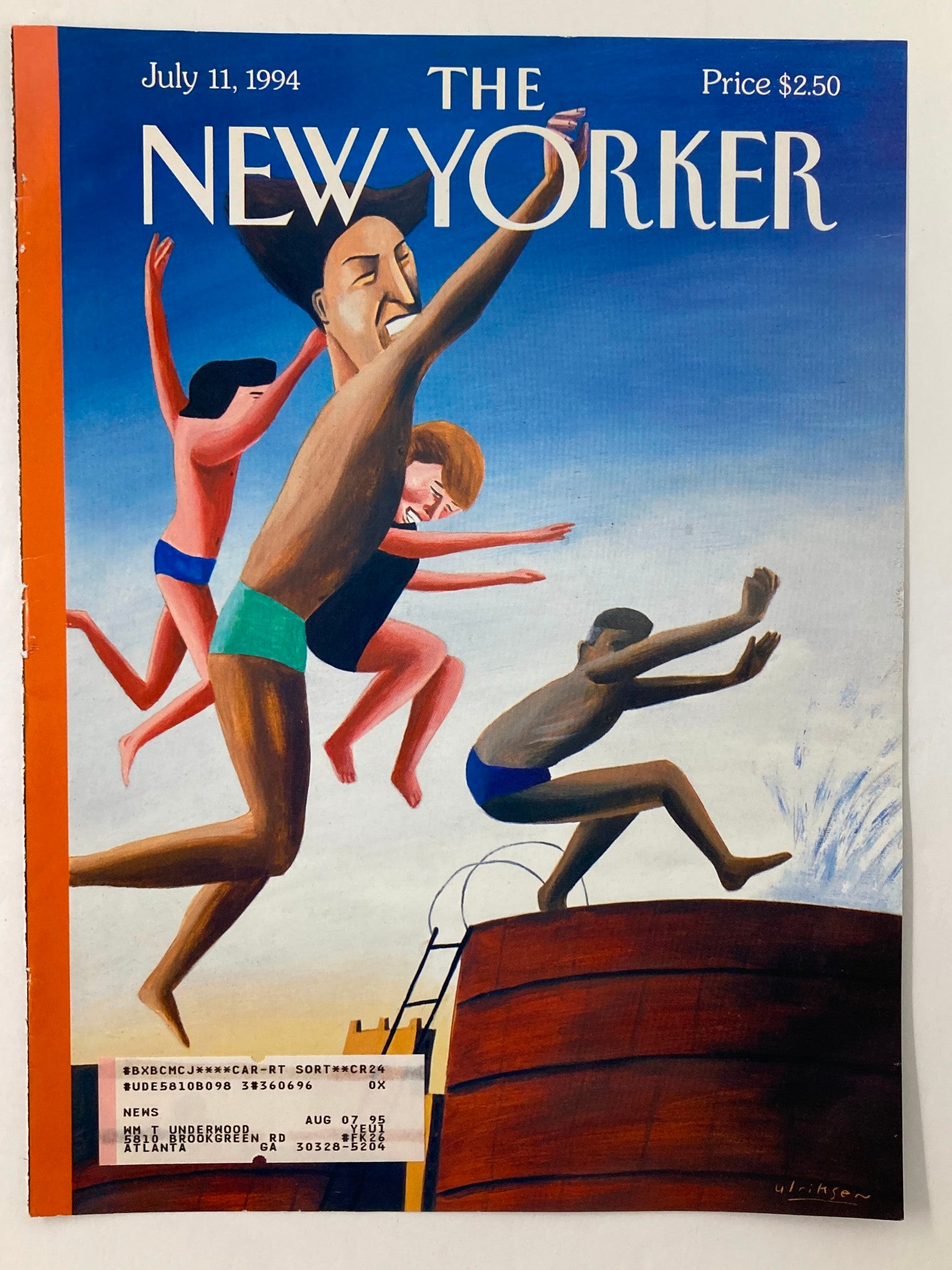 COVER ONLY The New Yorker July 11 1994 The Big Splash by Mark Ulriksen