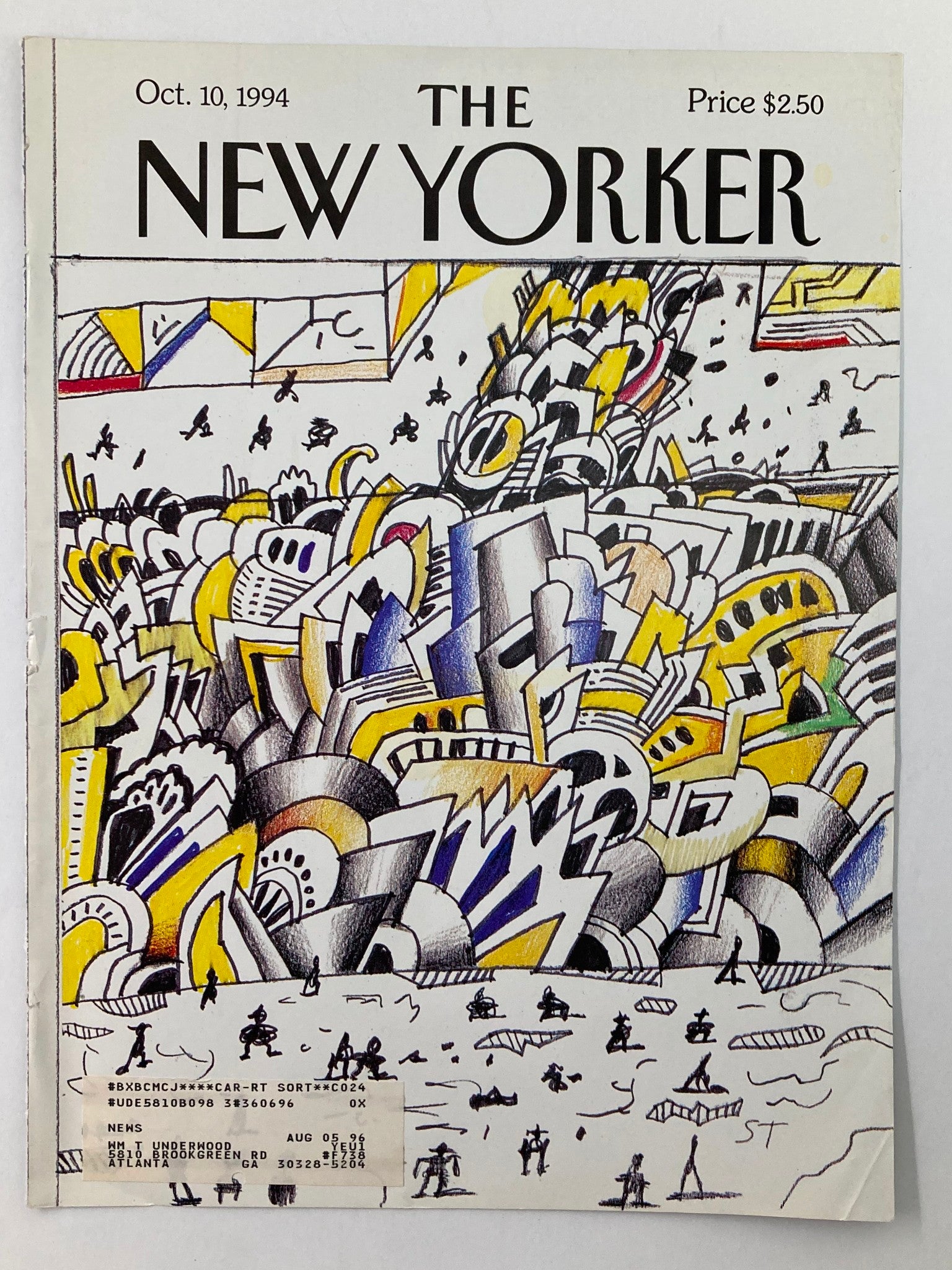 COVER ONLY The New Yorker October 10 1994 Canal Street Traffic Saul Steinberg