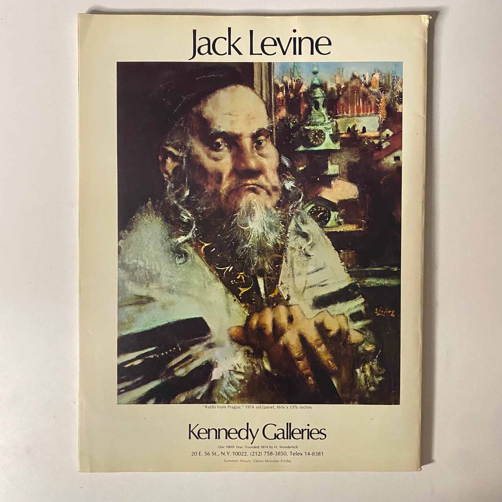 Cover of Art in America Magazine July 1974 featuring a prominent painting titled 'Rabbi from Prague' by Jack Levine, presented by Kennedy Galleries.