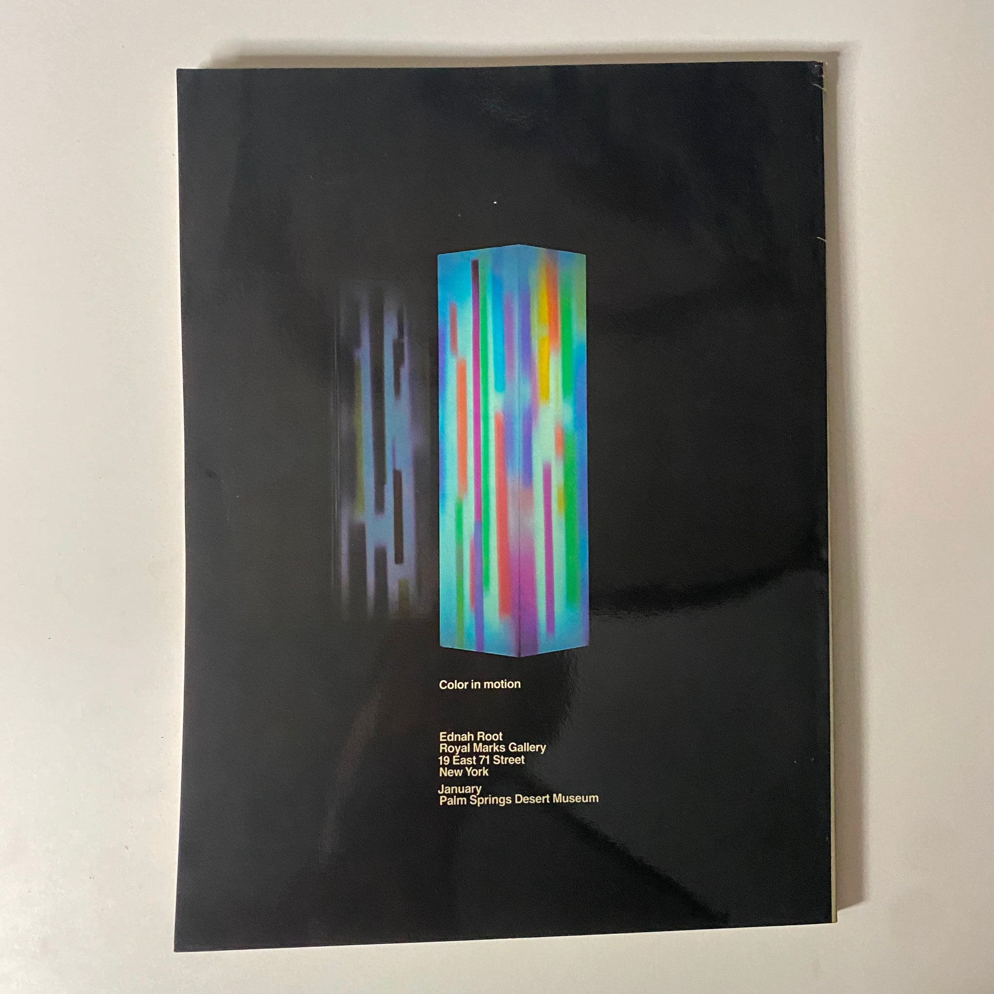 Back cover of Art in America Magazine January 1971 showcasing a colorful display titled 'Color in Motion' by artist Ednah Root, highlighting contemporary art.