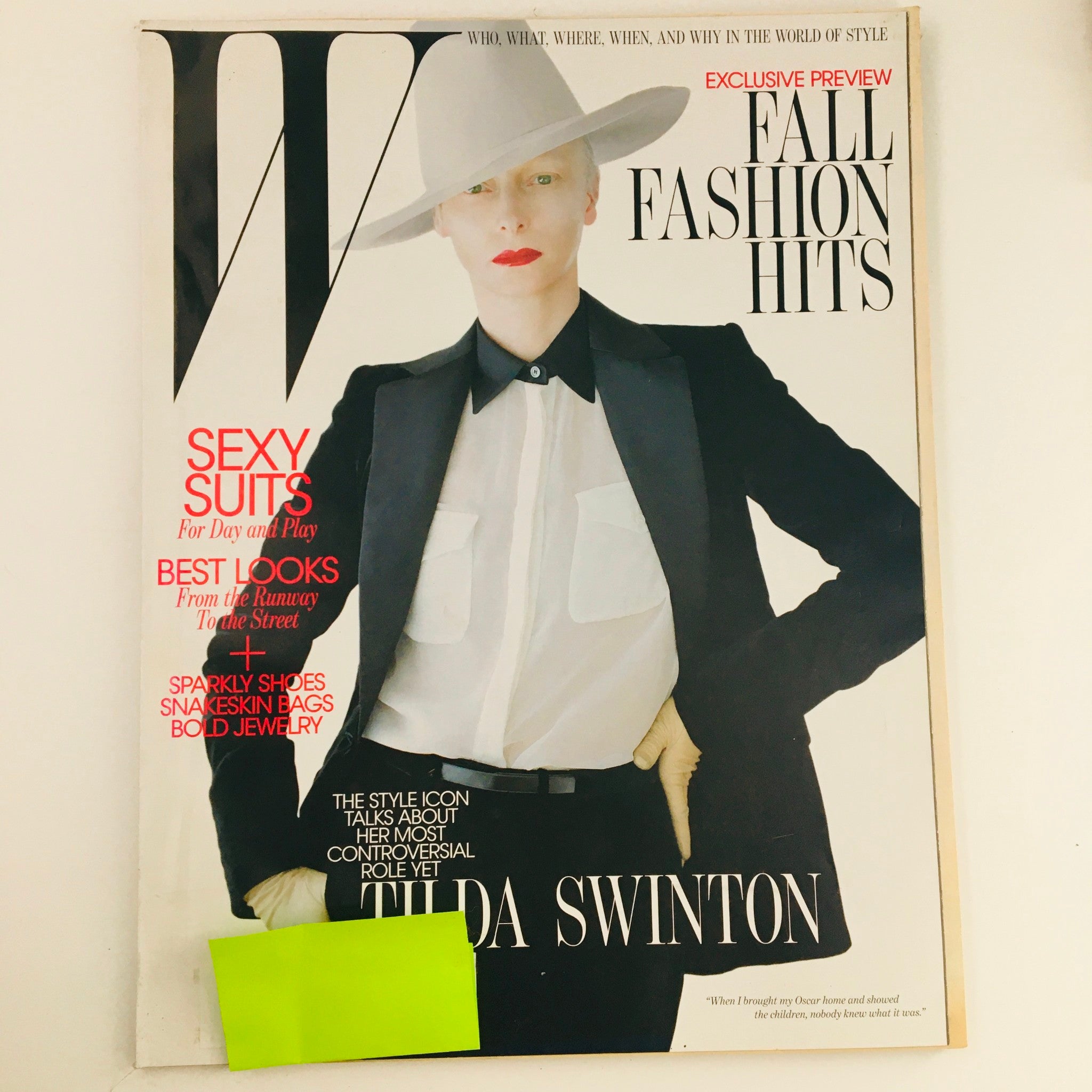 W Magazine August 2011 Scottish Actress Tilda Swinton Fall Fashion Hits, VG