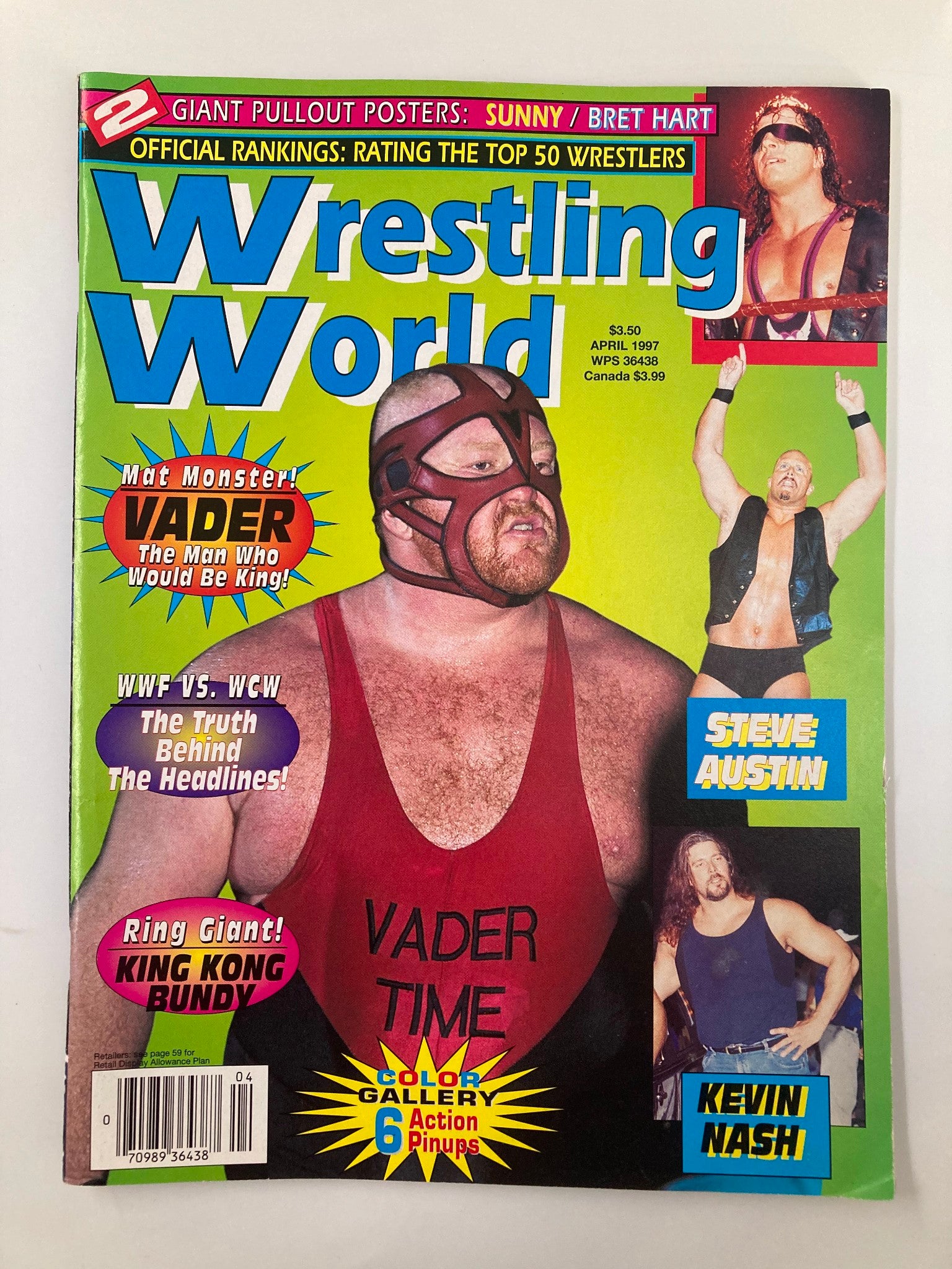 Wrestling World April 1997 Mat Monster Vader, Steve Austin & Kevin Nash No Label