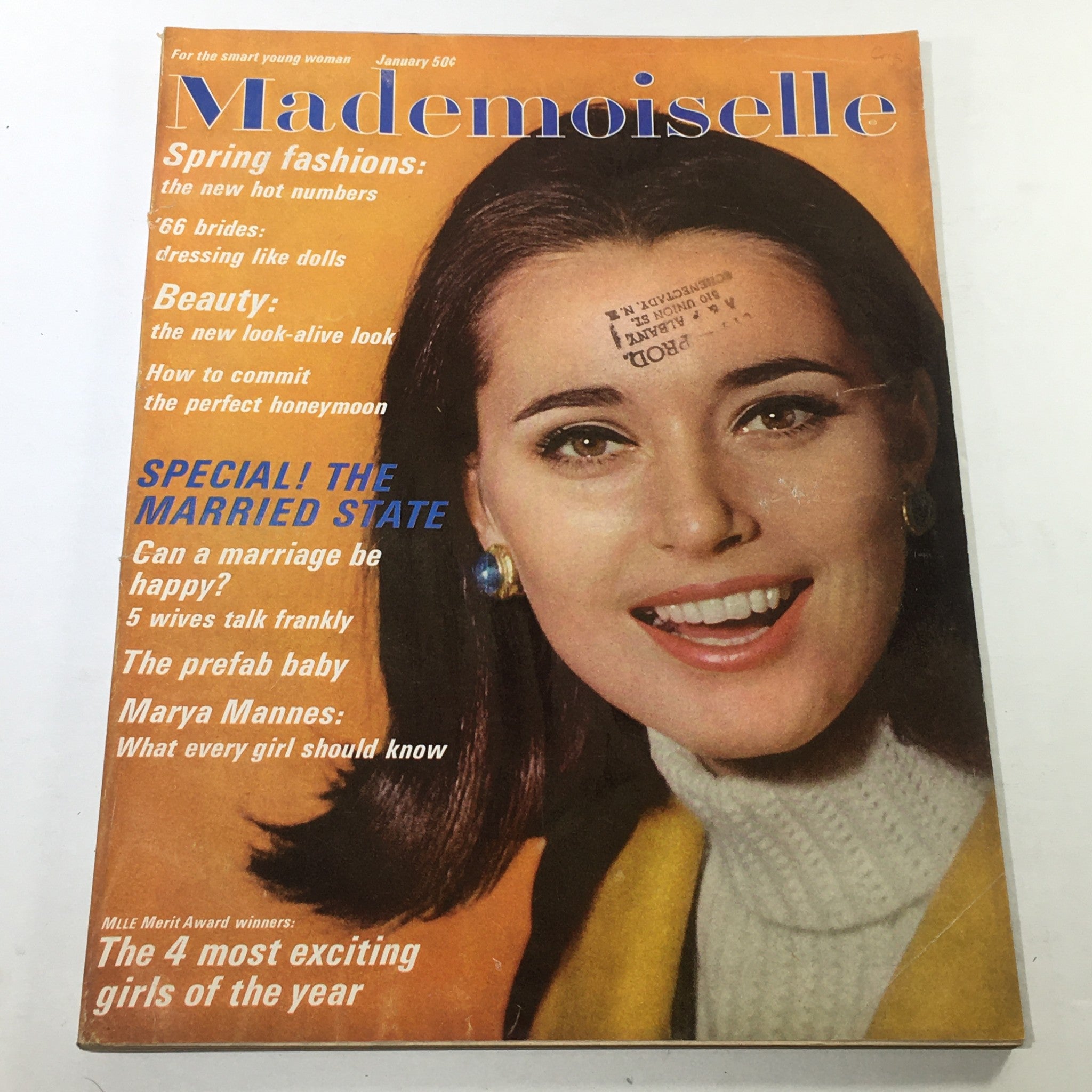 VTG Mademoiselle Magazine: January 1966 - Maren Gustafson Cover No Label