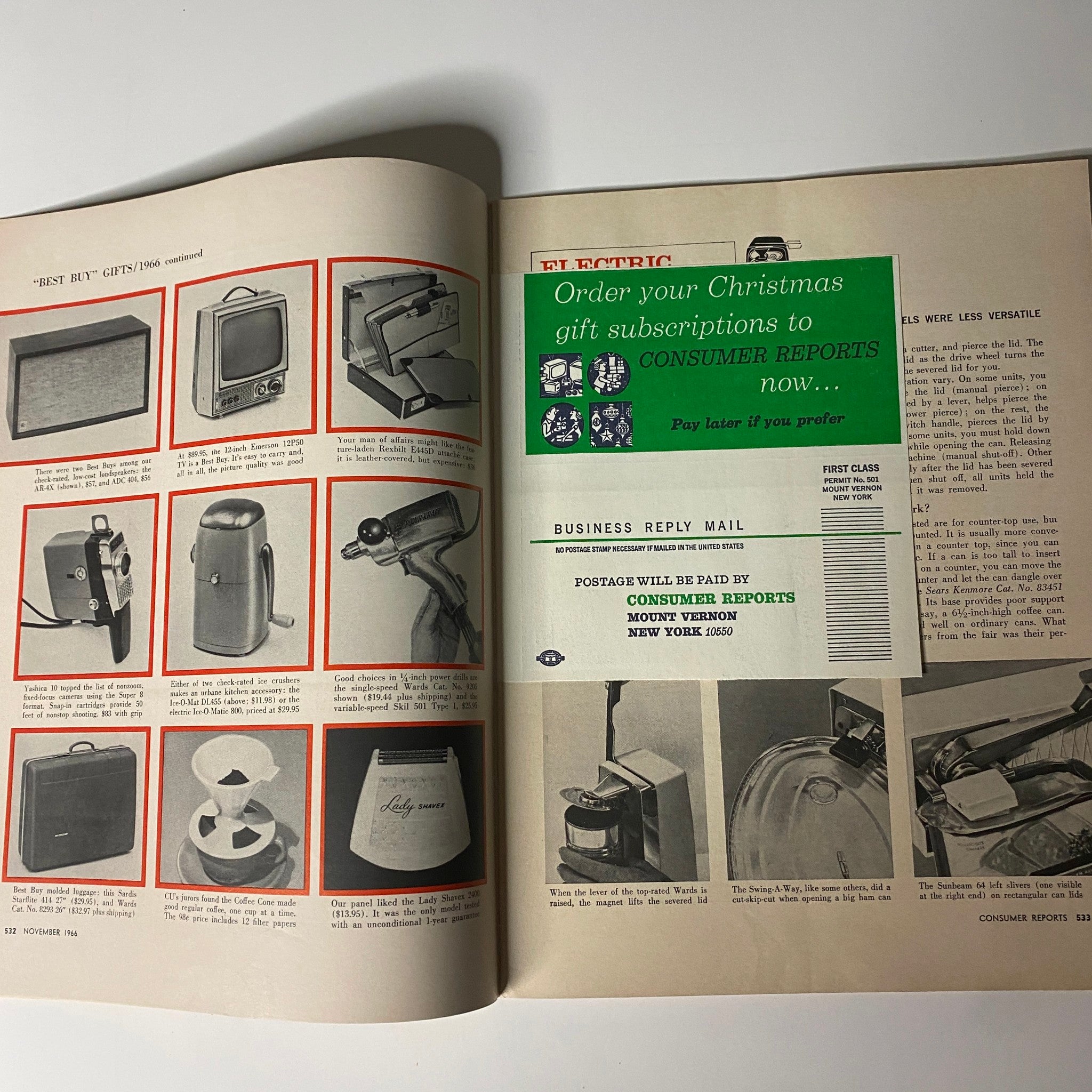 Consumer Reports Magazine November 1966 Christmas Buying Issue No Label