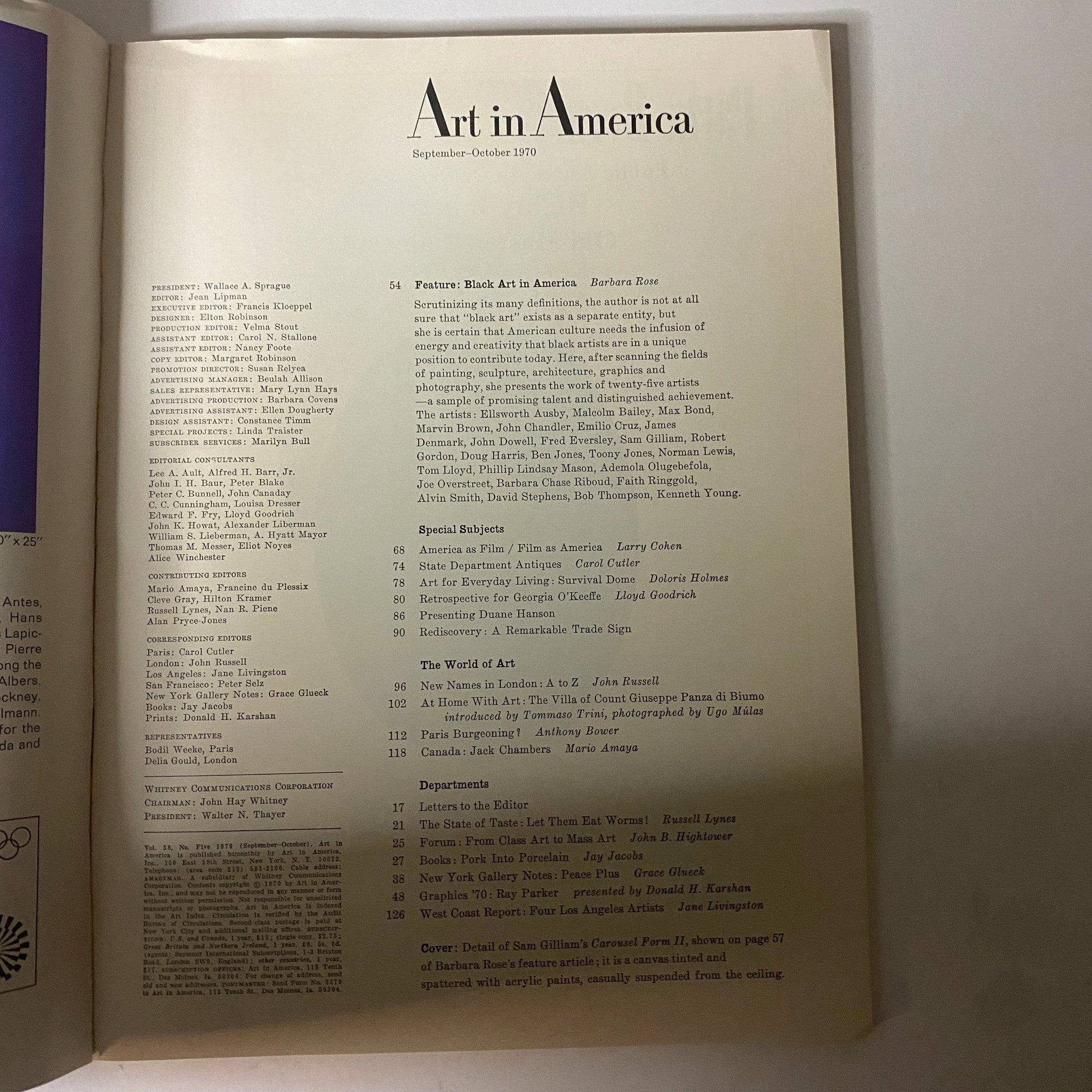 Art in America Magazine September 1970 Sam Gilliam Carousel Form II No Label VG