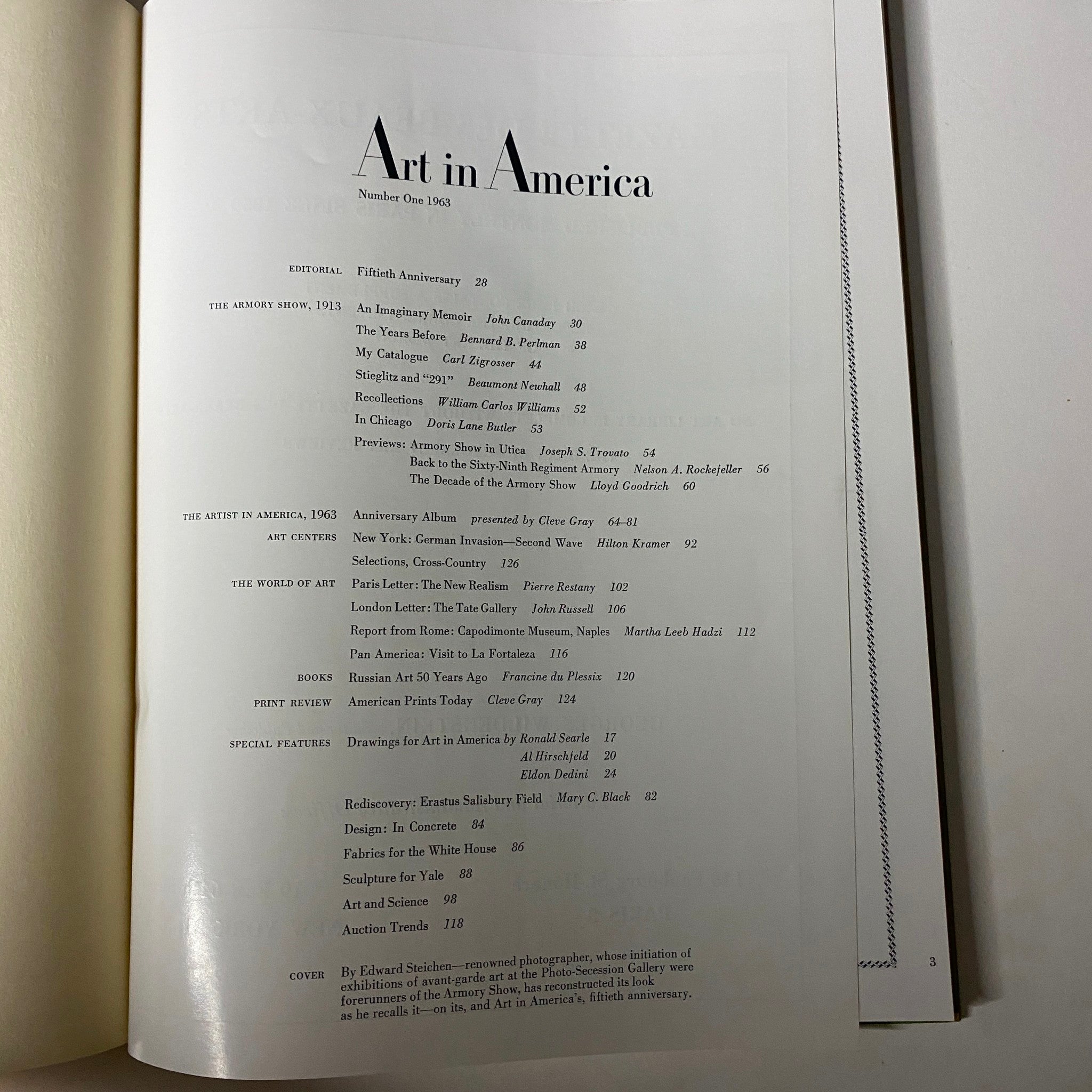 Art in America Magazine No. 1 1963 By Edward Steichen Hardcover No Label VG