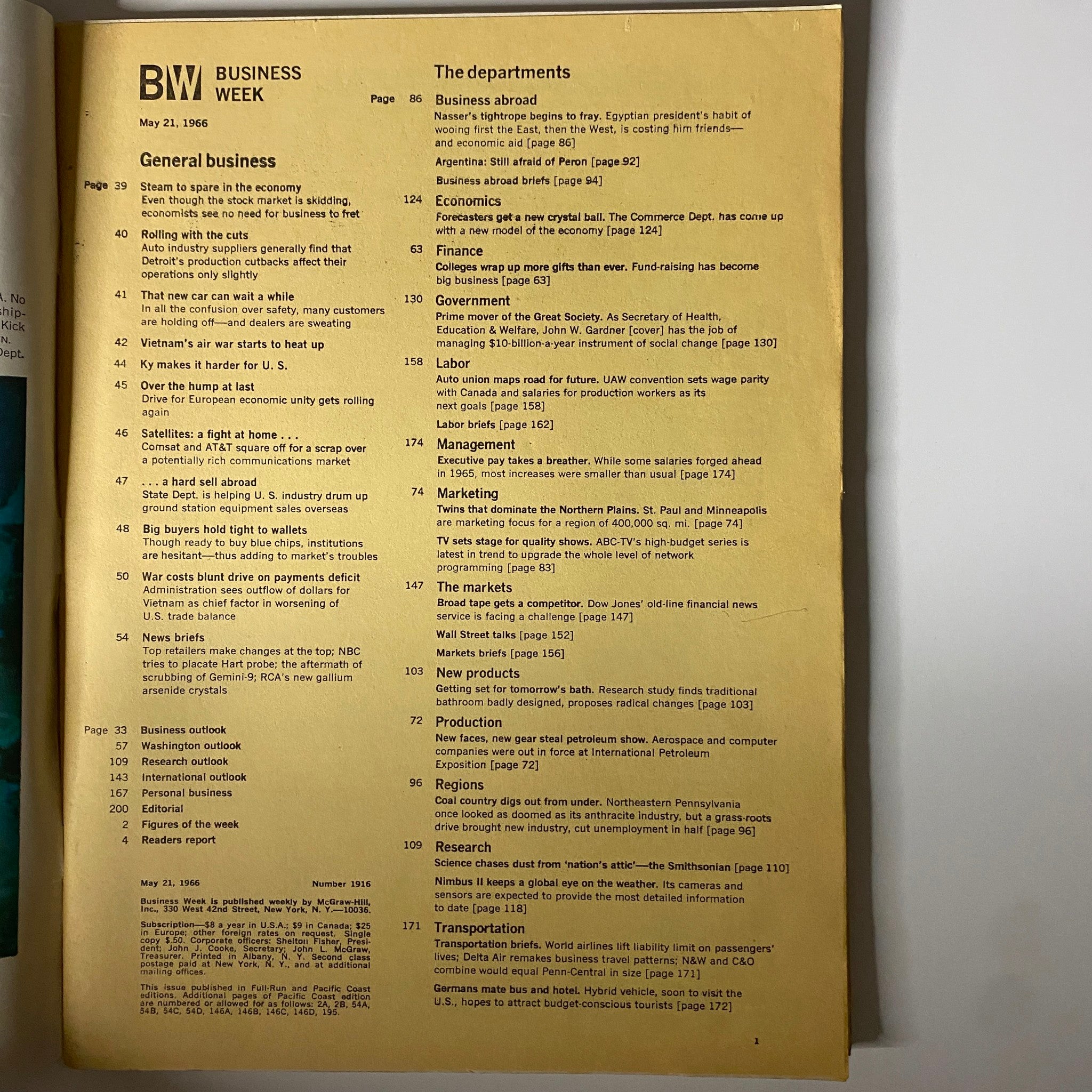 Businessweek Magazine May 21, 1966 HEW's John W. Gardner