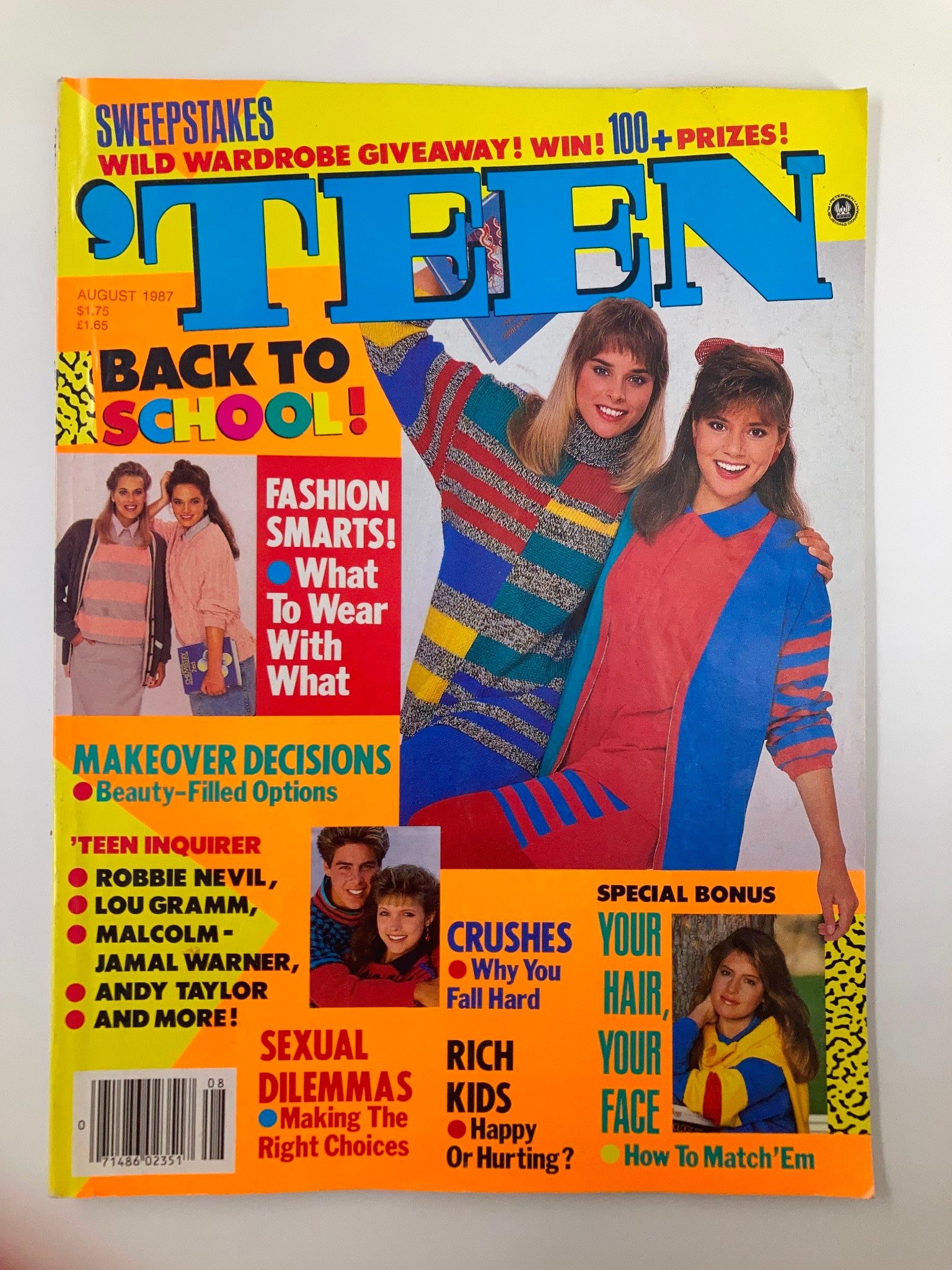 VTG Teen Magazine August 1987 Frankie and Terrie in Fall Fashions No Label