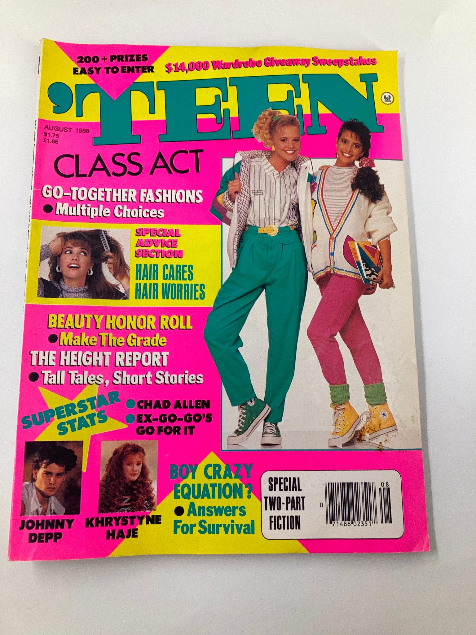 VTG Teen Magazine August 1988 Cover Models Josie and Alison No Label