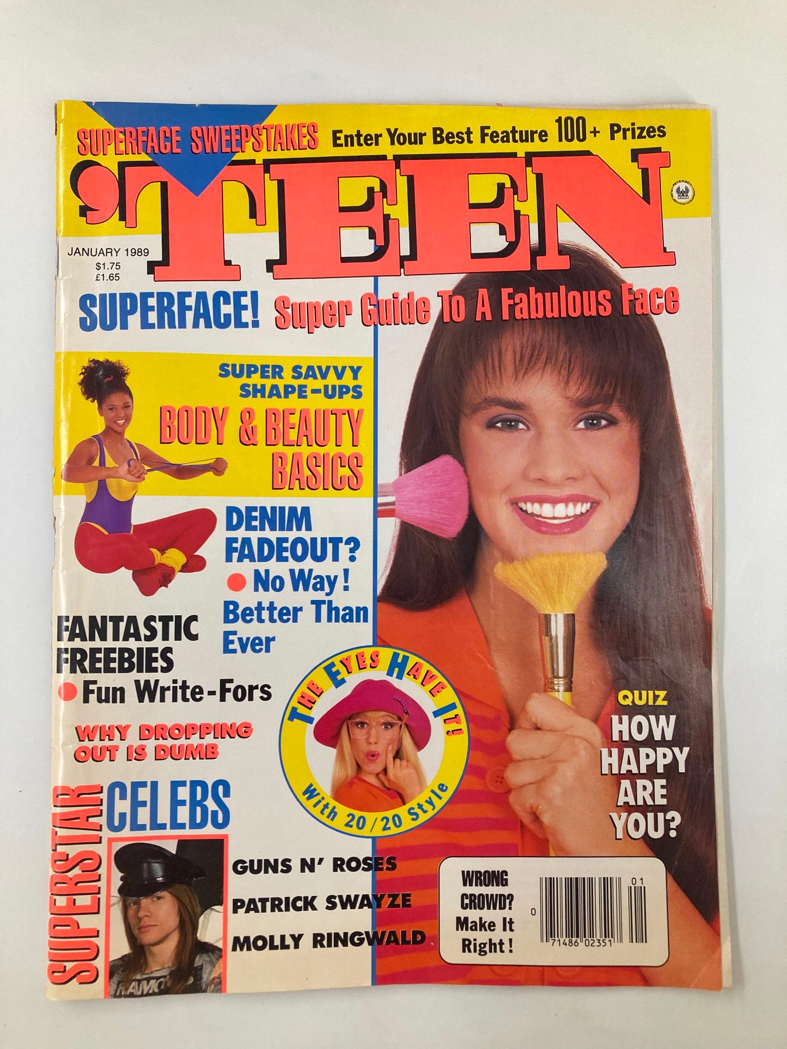 VTG Teen Magazine January 1989 Axl Rose, Patrick Swayze Molly Ringwald  No Label