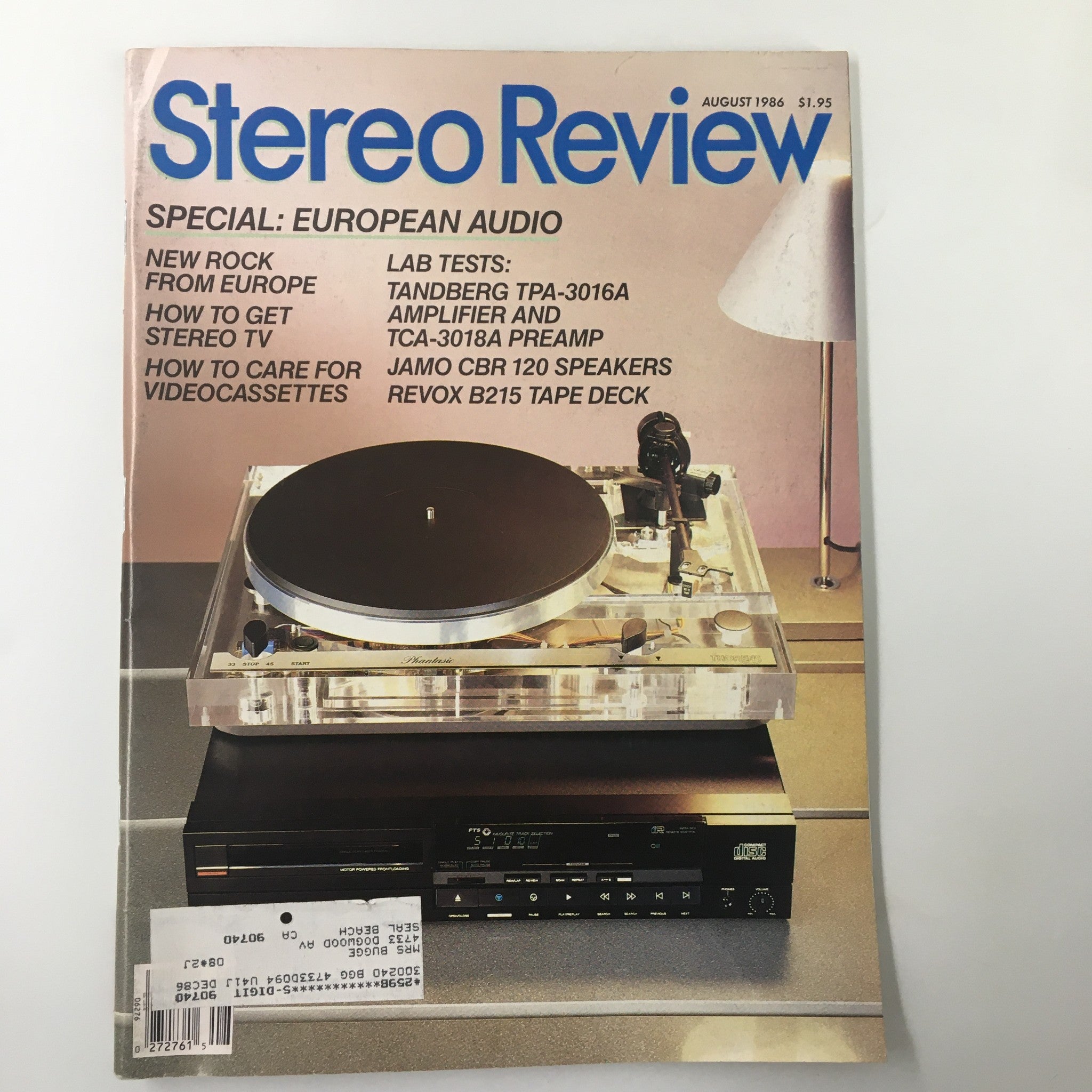 Stereo Review Magazine August 1986 Lab Tests Tandberg TPA-3016A Amplifier