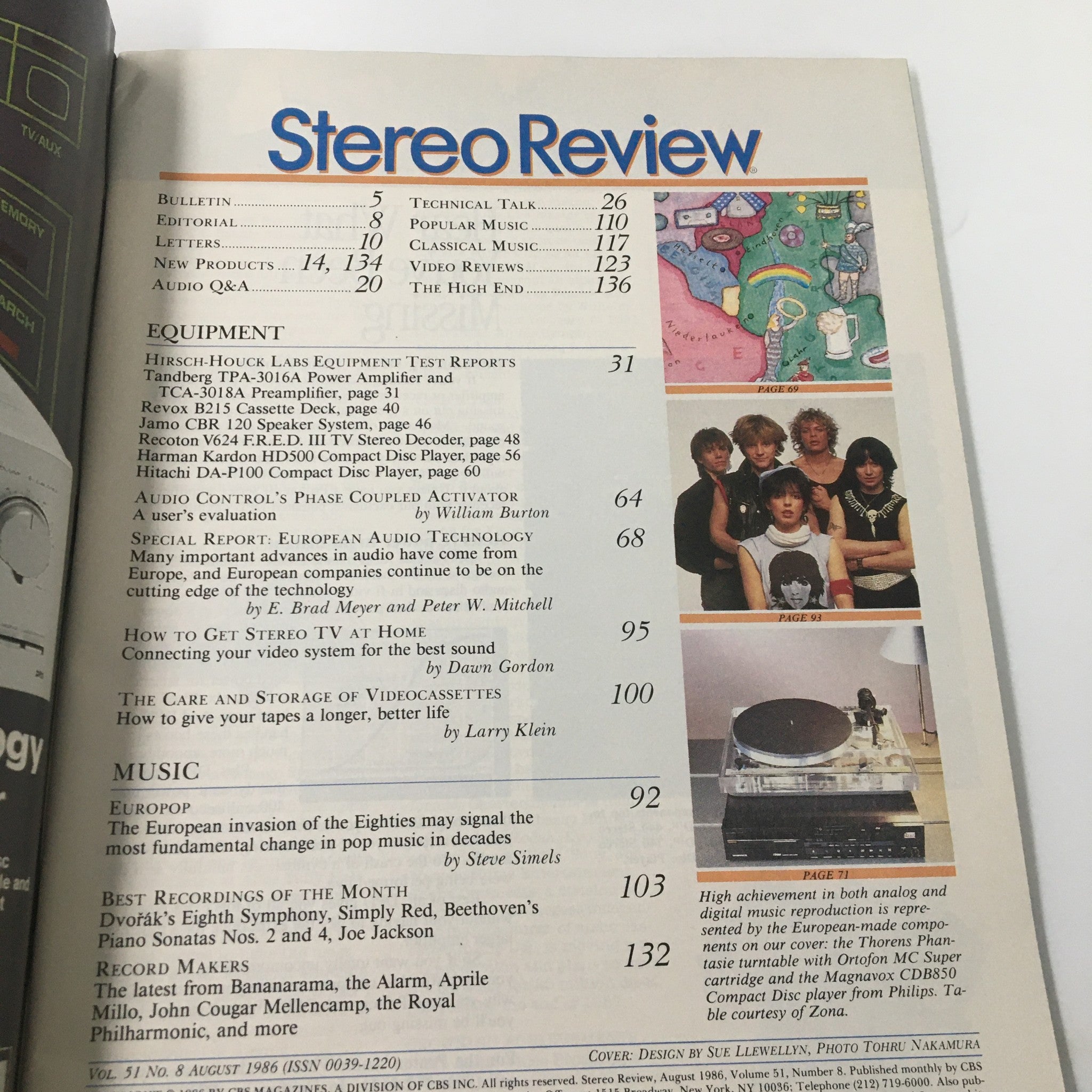 Stereo Review Magazine August 1986 Lab Tests Tandberg TPA-3016A Amplifier